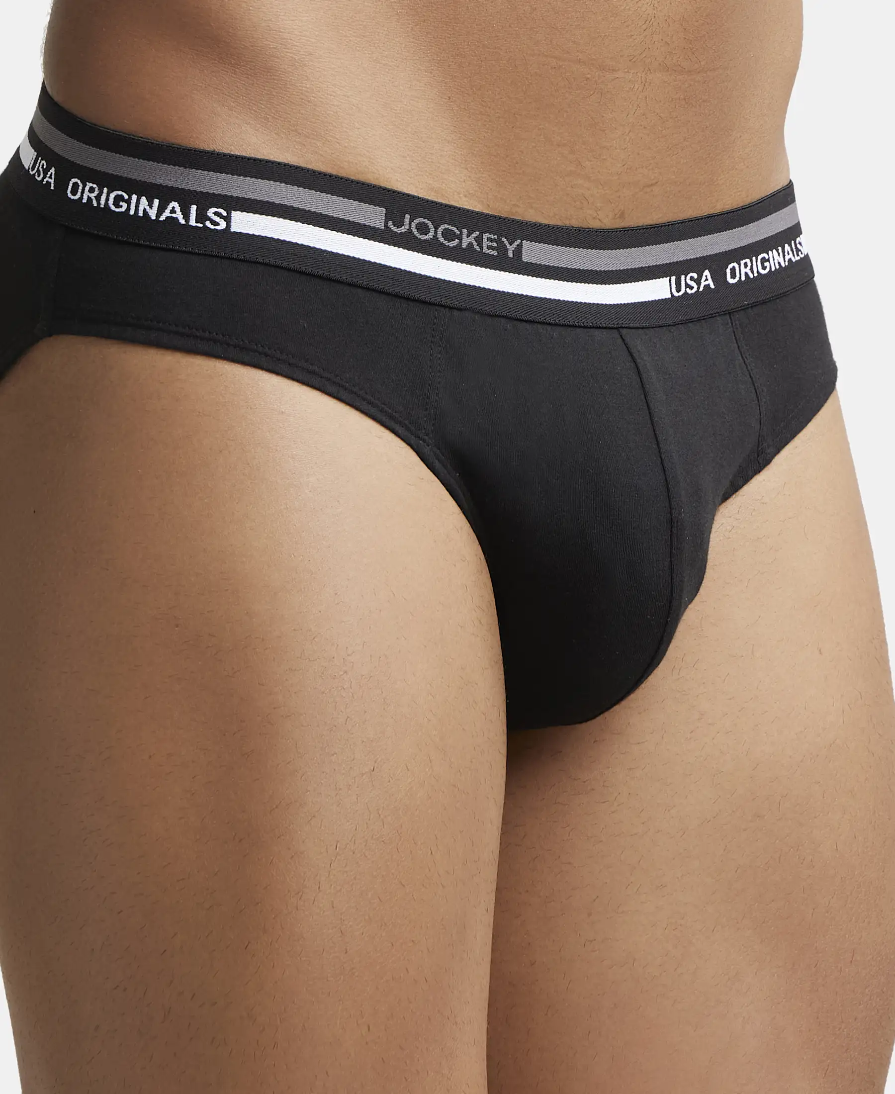 Super Combed Cotton Solid Brief with Ultrasoft Waistband - Black - Image 6