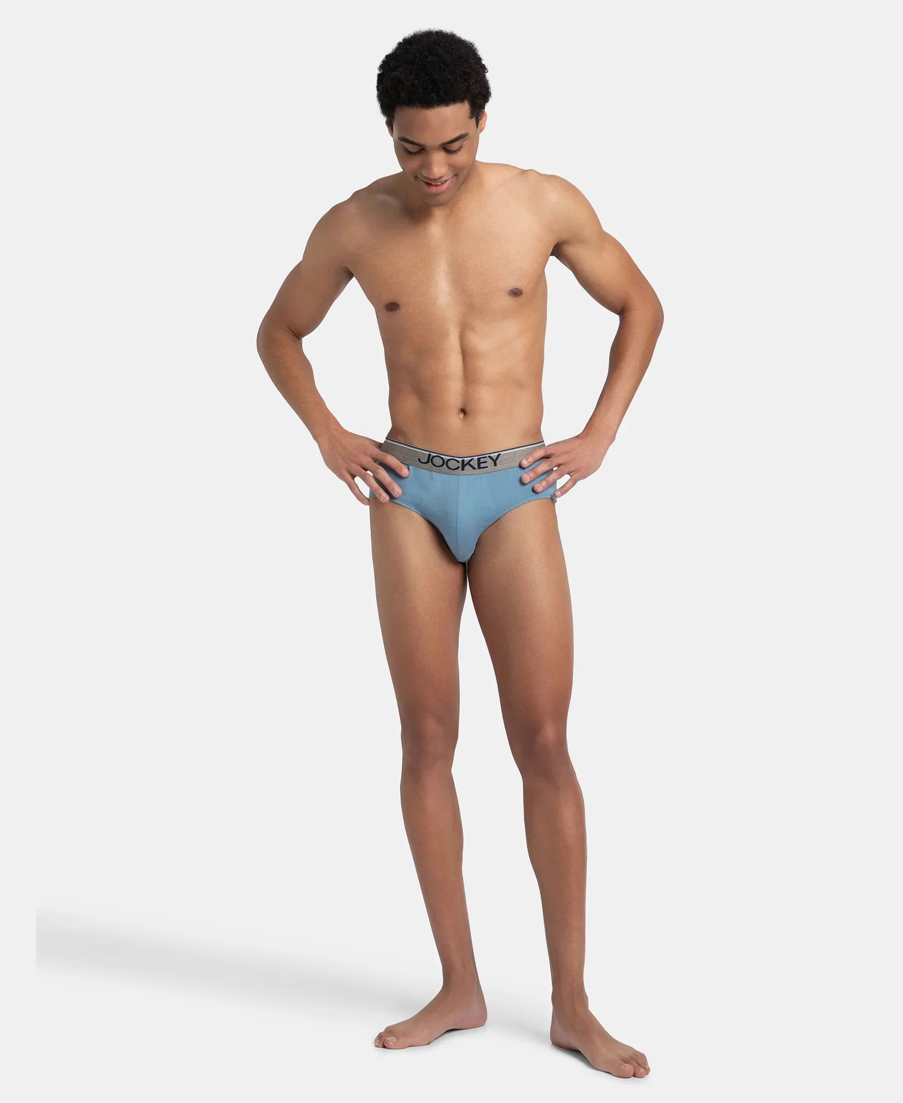 Super Combed Cotton Solid Brief with Ultrasoft Waistband - Blue Shadow - Image 4