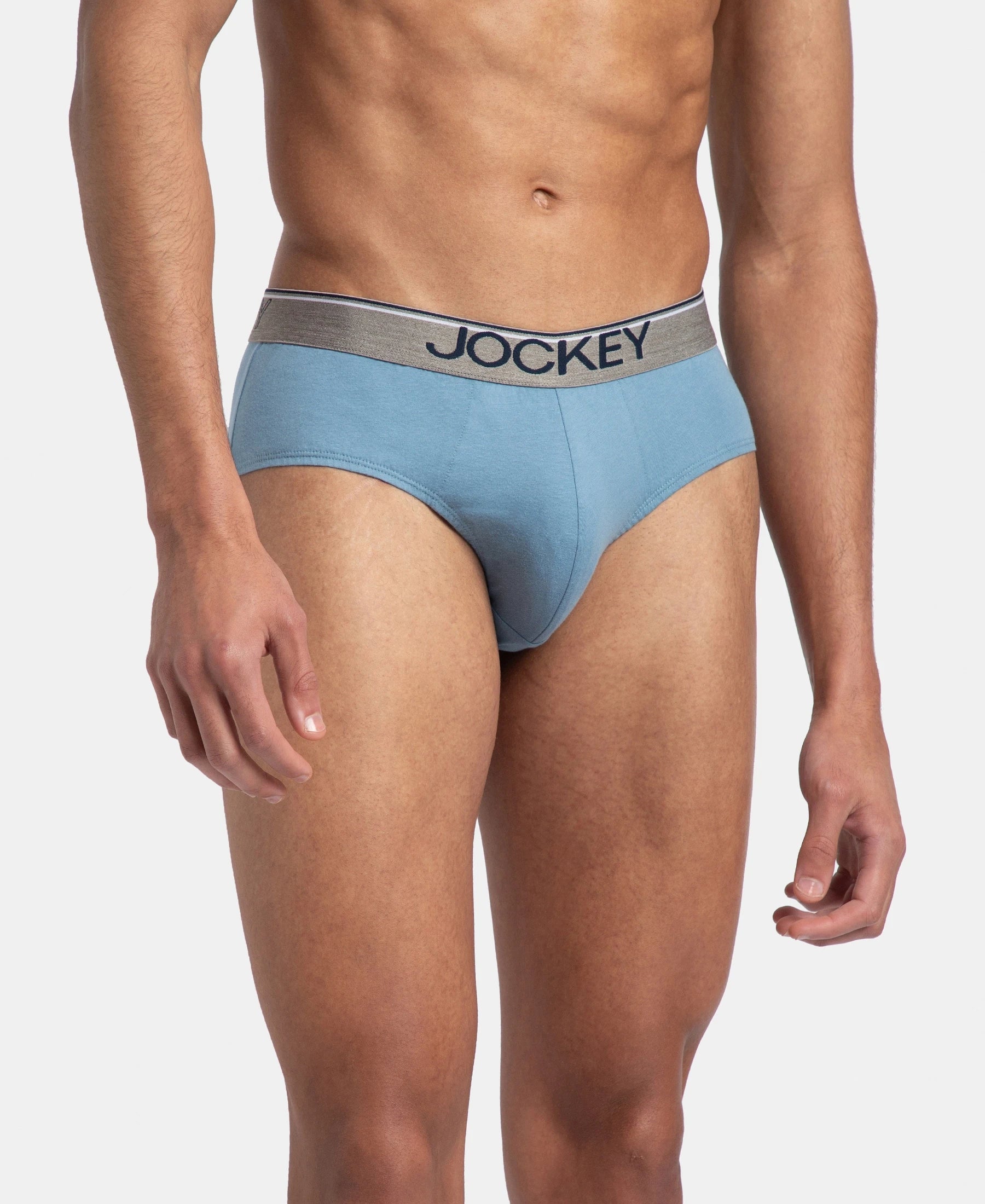 Super Combed Cotton Solid Brief with Ultrasoft Waistband - Blue Shadow (Pack of 2) - Image 3