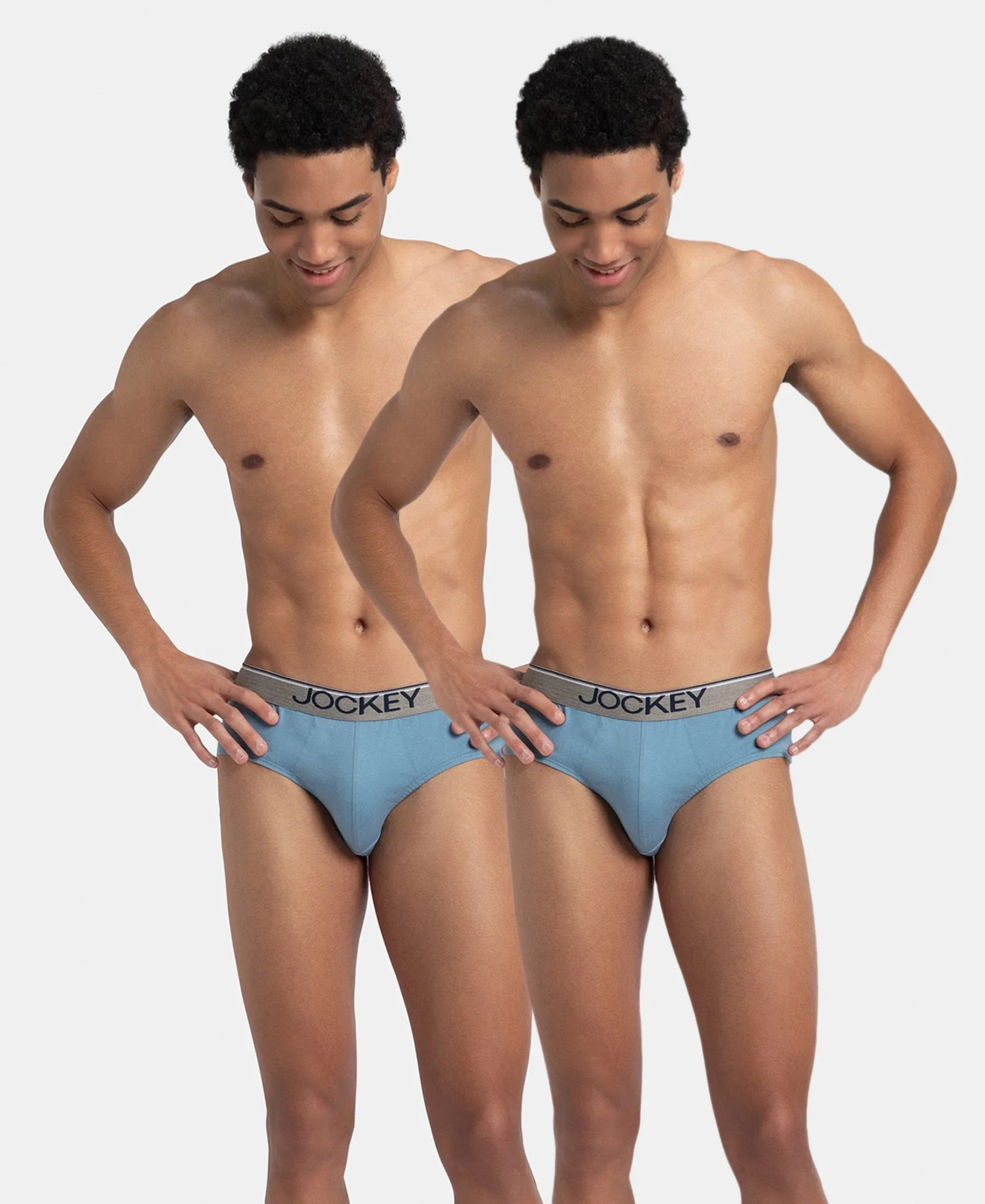 Super Combed Cotton Solid Brief with Ultrasoft Waistband - Blue Shadow (Pack of 2) - Image 5