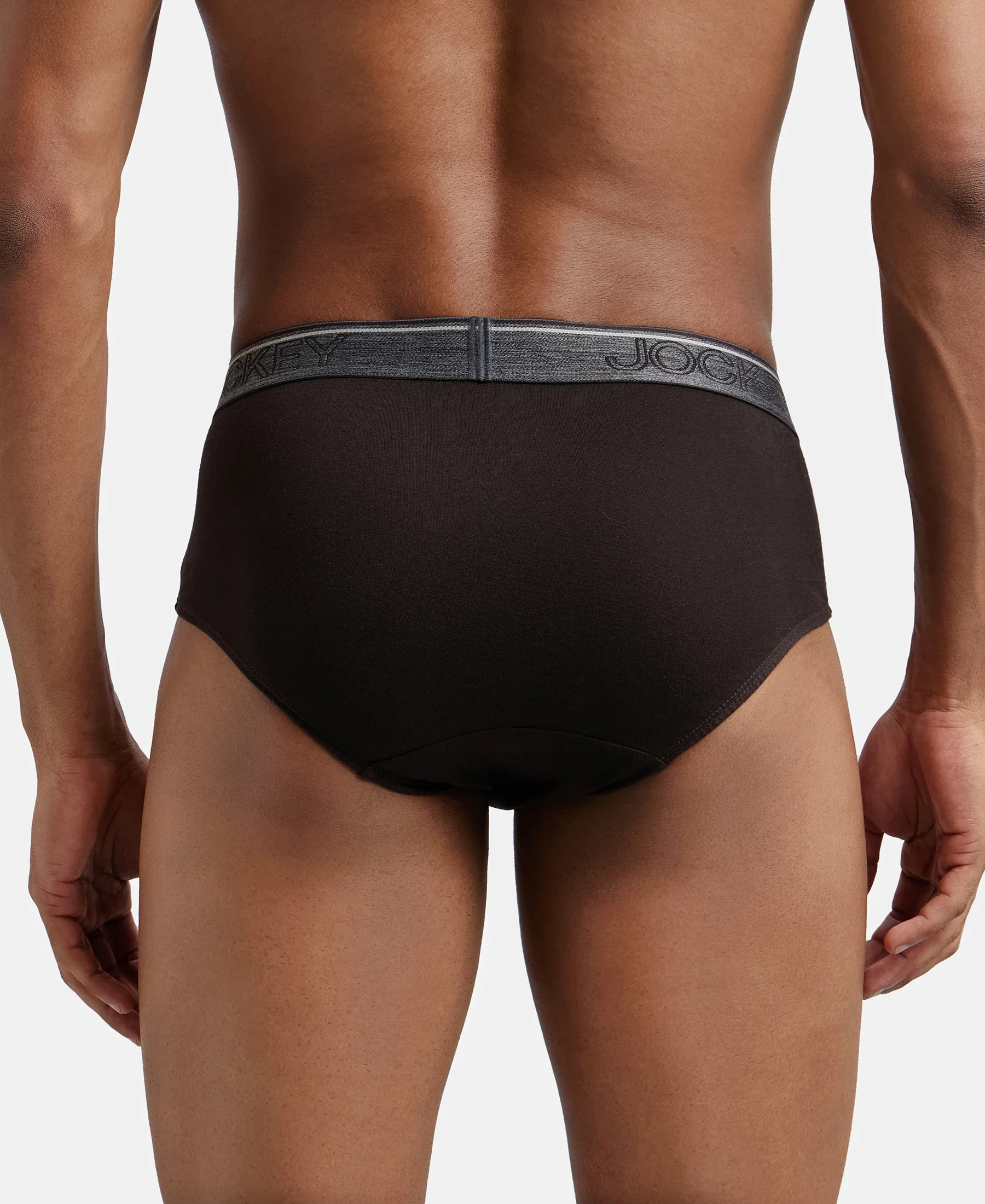 Super Combed Cotton Solid Brief with Ultrasoft Waistband - Brown - Image 3