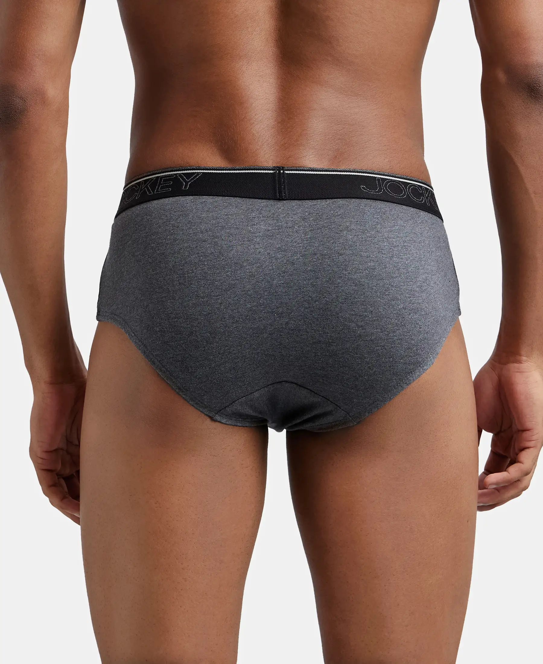 Super Combed Cotton Solid Brief with Ultrasoft Waistband - Charcoal Melange (Pack of 2) - Image 3