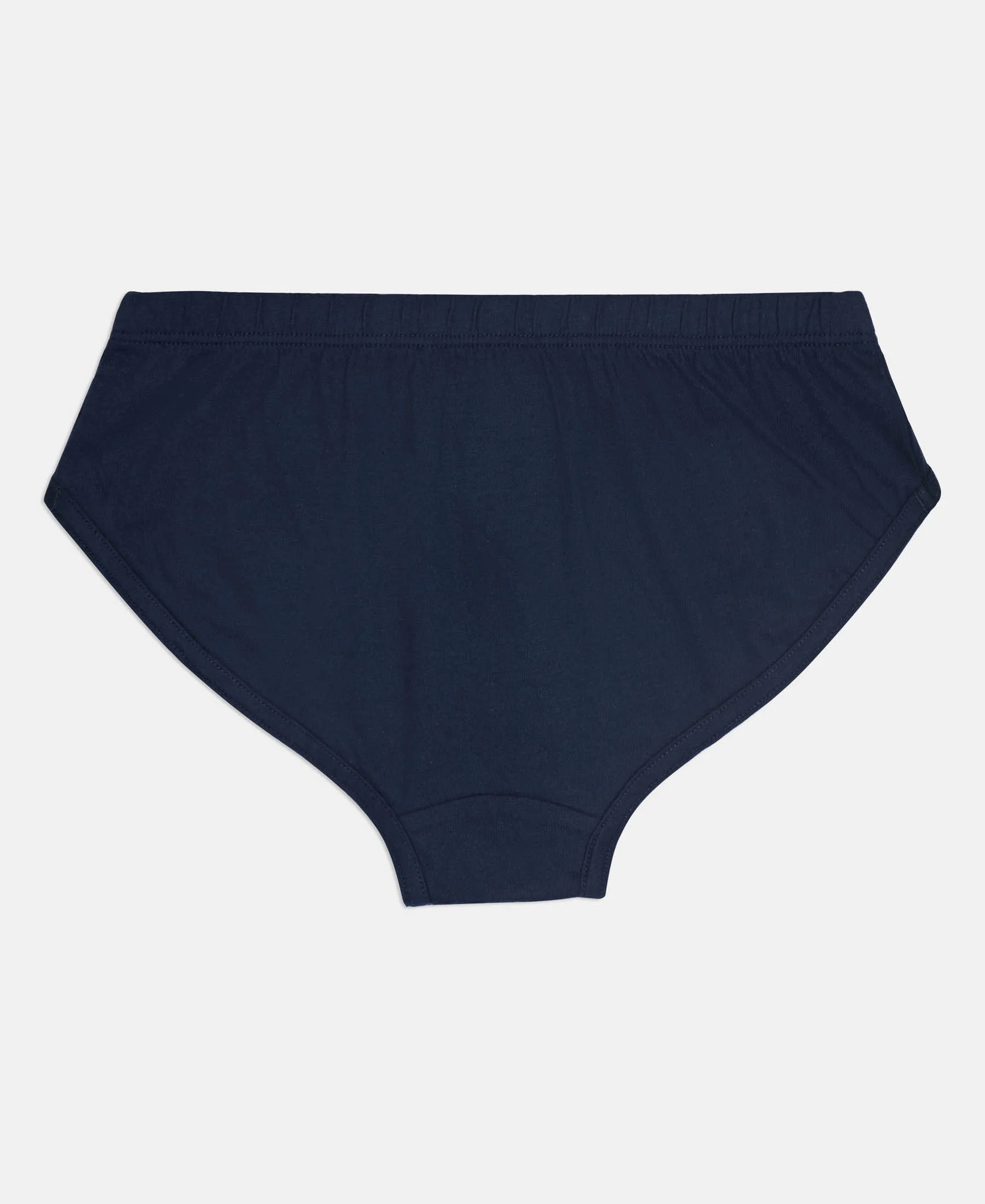 Super Combed Cotton Solid Brief with Ultrasoft Waistband - Cornsilk, Navy & Sleet (Pack of 3) - Image 3