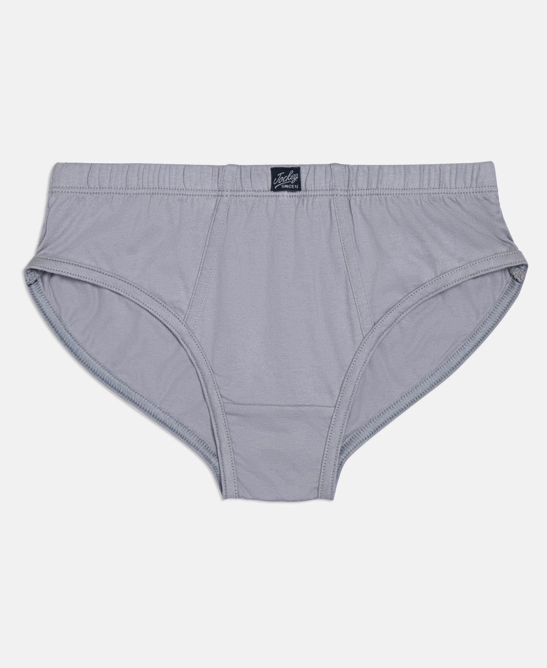 Super Combed Cotton Solid Brief with Ultrasoft Waistband - Cornsilk, Navy & Sleet (Pack of 3) - Image 6