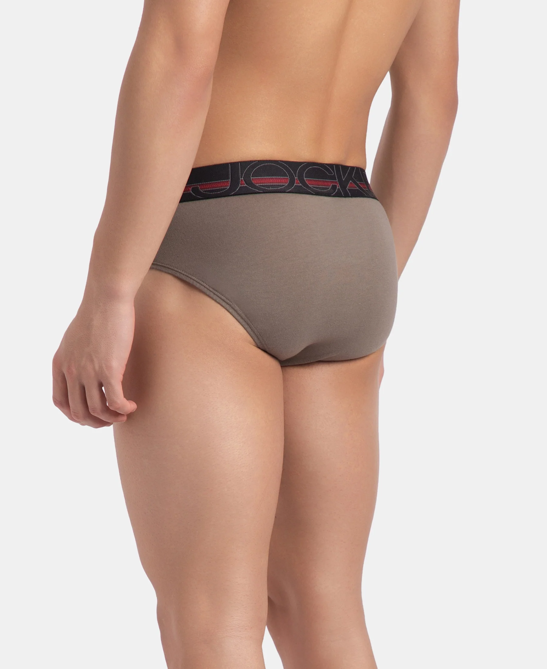Super Combed Cotton Solid Brief with Ultrasoft Waistband - Dark Khaki (Pack of 2) - Image 4