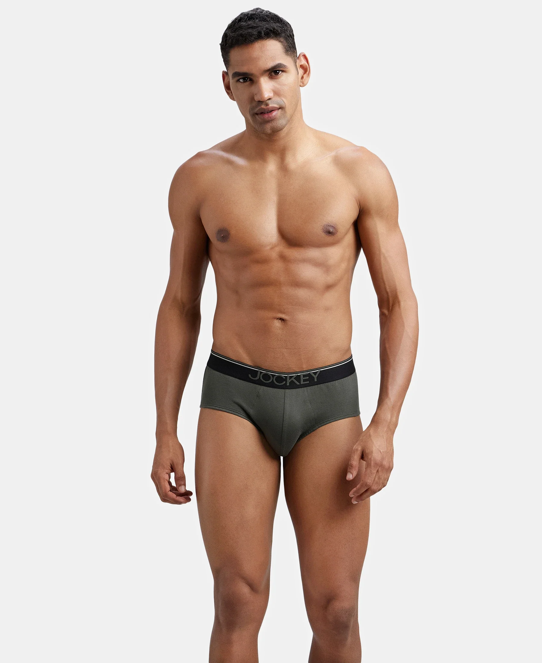 Super Combed Cotton Solid Brief with Ultrasoft Waistband - Deep Olive - Image 5