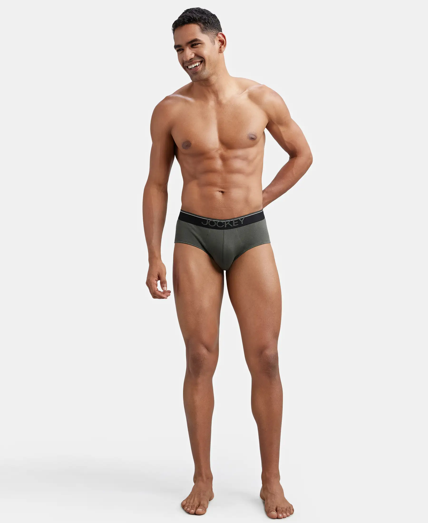 Super Combed Cotton Solid Brief with Ultrasoft Waistband - Deep Olive (Pack of 2) - Image 9