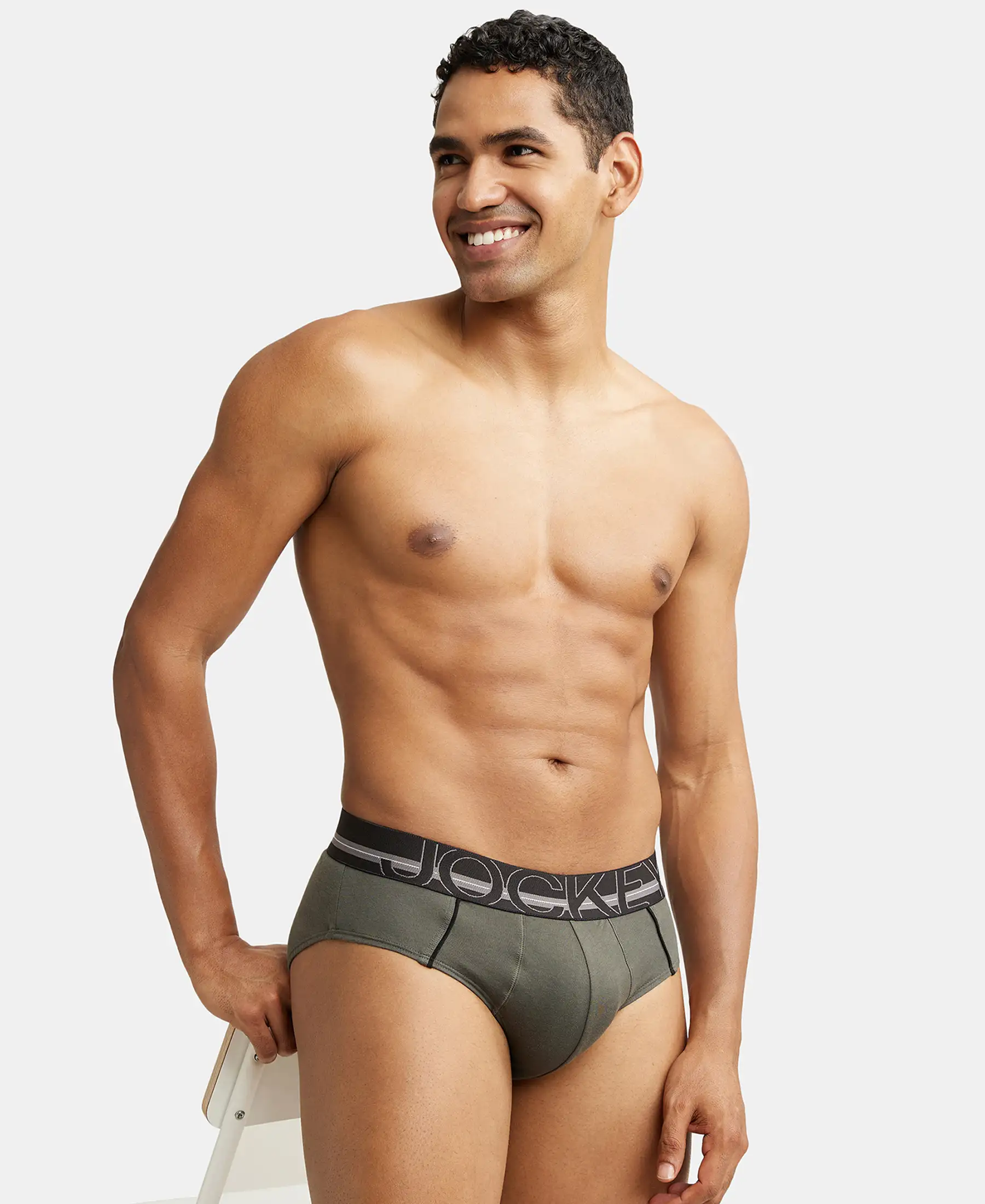 Super Combed Cotton Solid Brief with Ultrasoft Waistband - Deep Olive (Pack of 2) - Image 8
