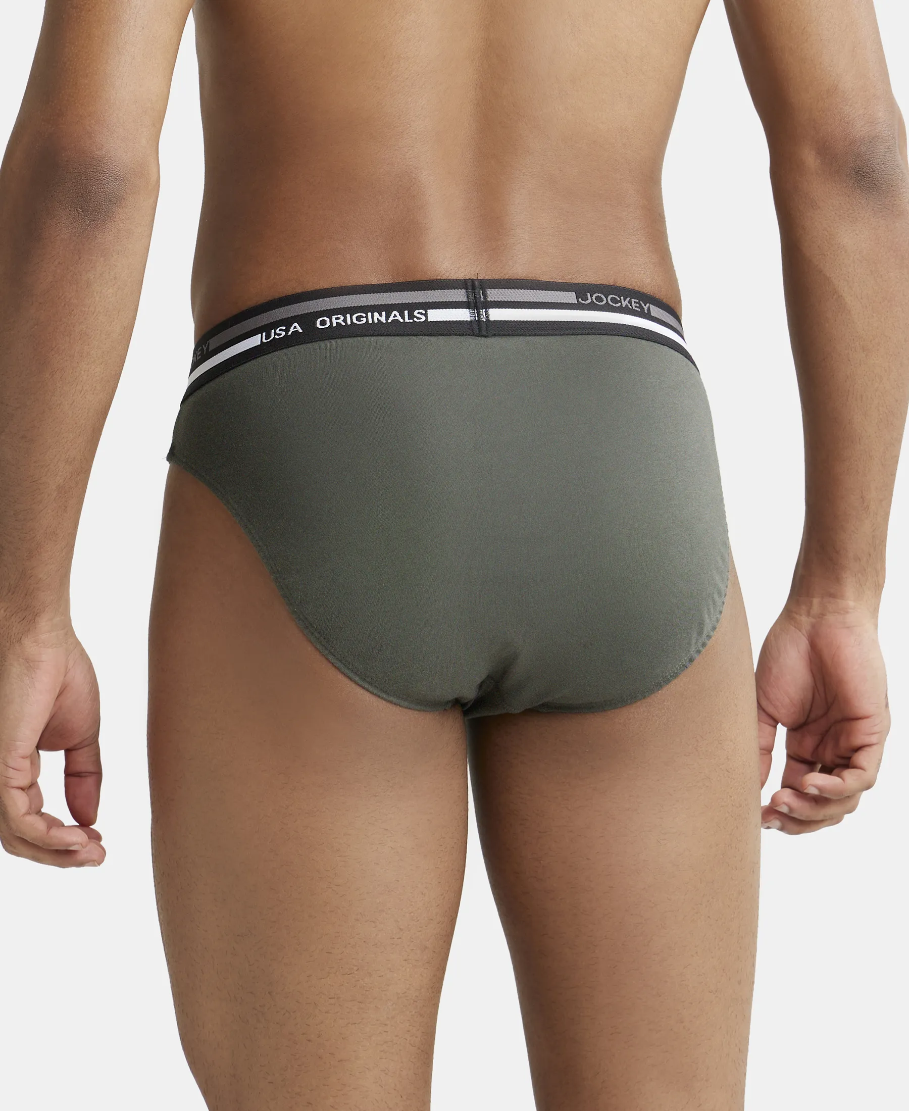 Super Combed Cotton Solid Brief with Ultrasoft Waistband - Deep Olive (Pack of 2) - Image 3