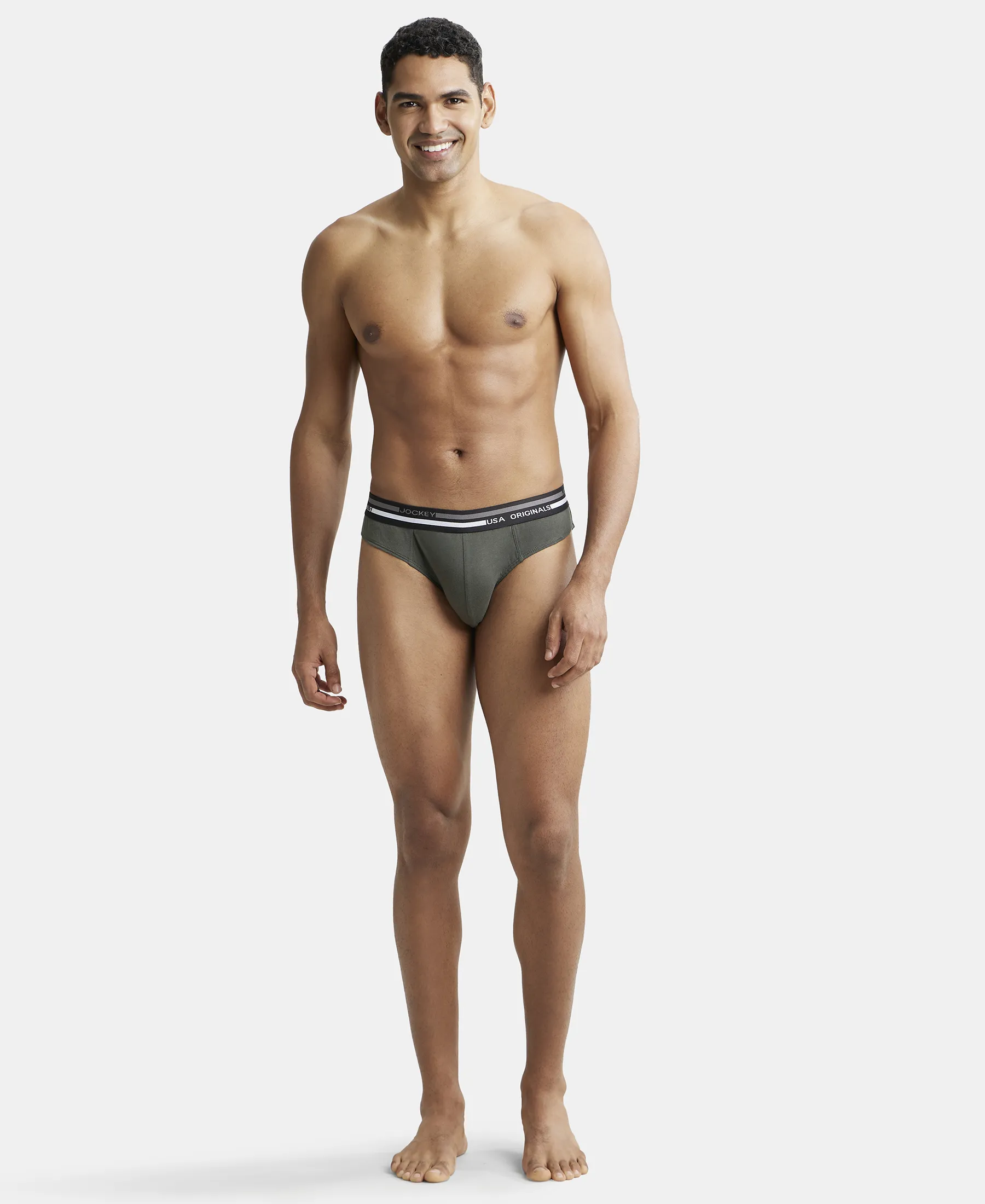 Super Combed Cotton Solid Brief with Ultrasoft Waistband - Deep Olive (Pack of 2) - Image 4