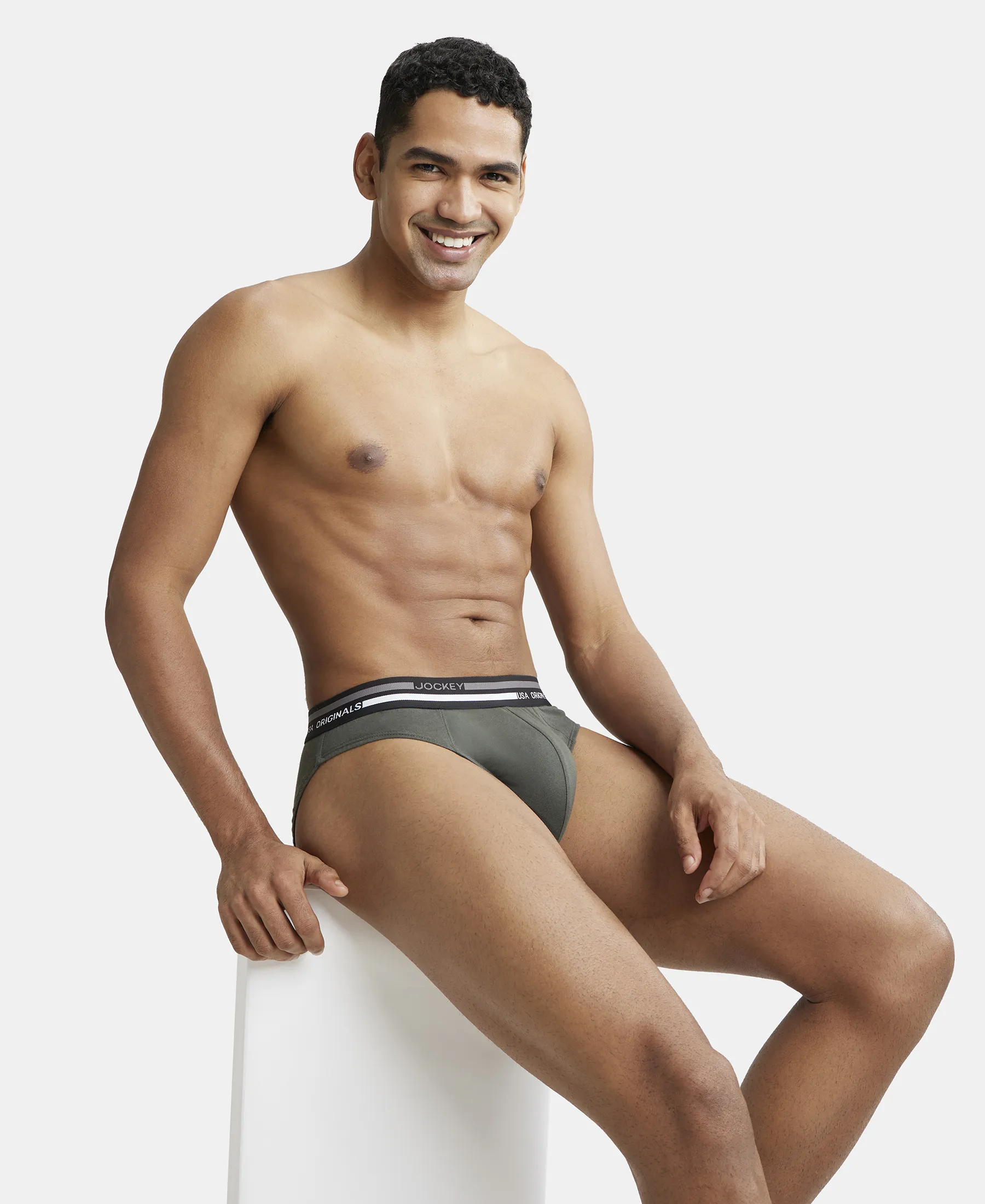 Super Combed Cotton Solid Brief with Ultrasoft Waistband - Deep Olive (Pack of 2) - Image 7