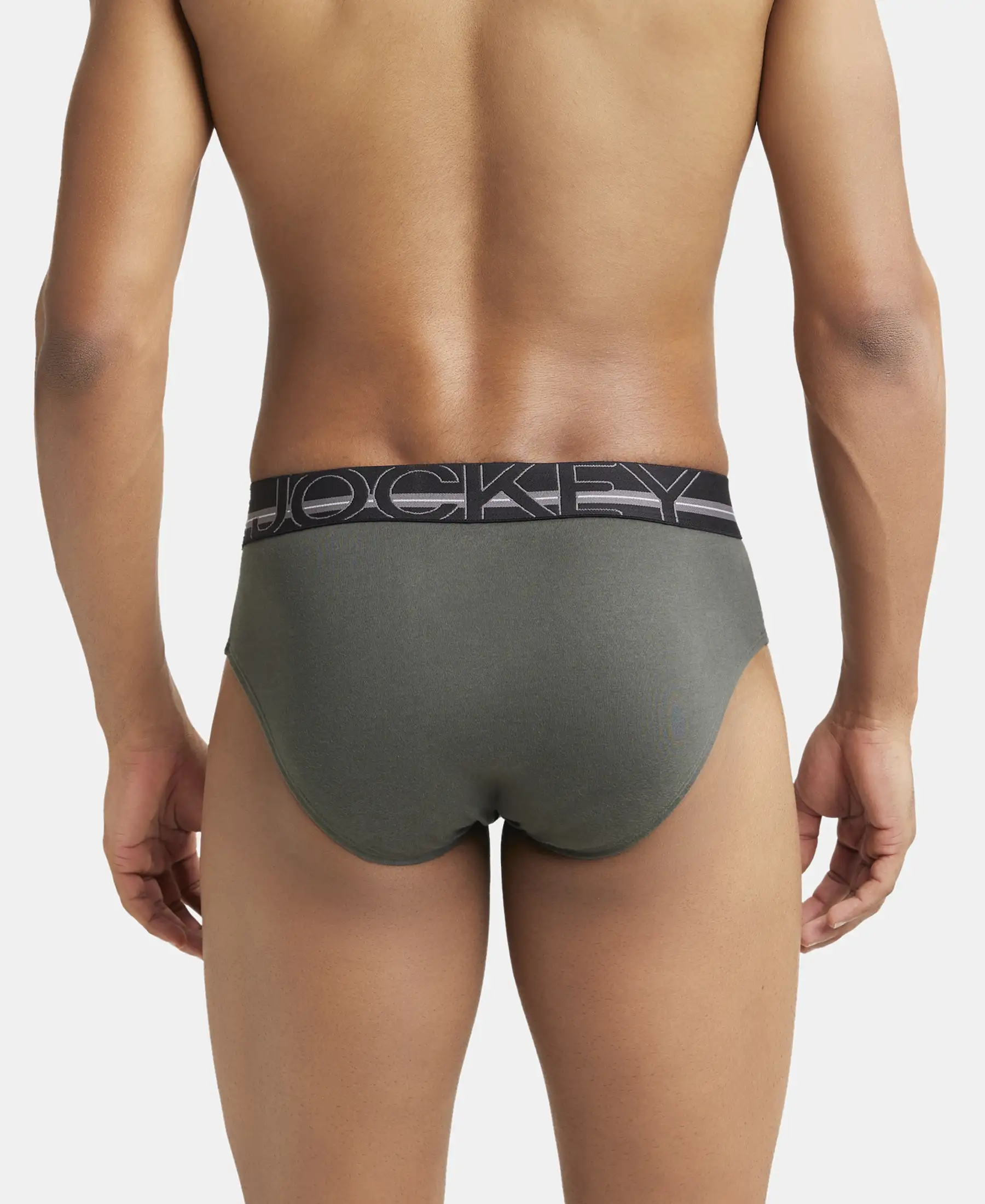 Super Combed Cotton Solid Brief with Ultrasoft Waistband - Deep Olive - Image 3