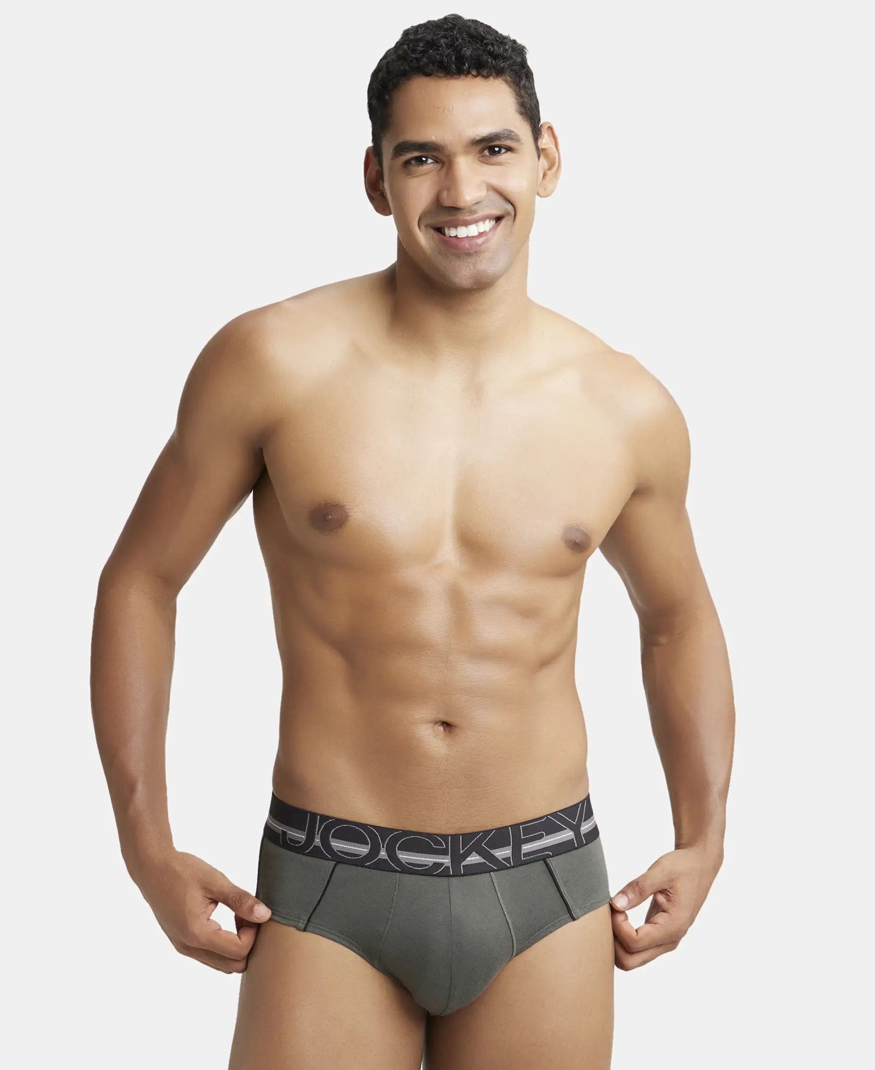 Super Combed Cotton Solid Brief with Ultrasoft Waistband - Deep Olive - Image 5