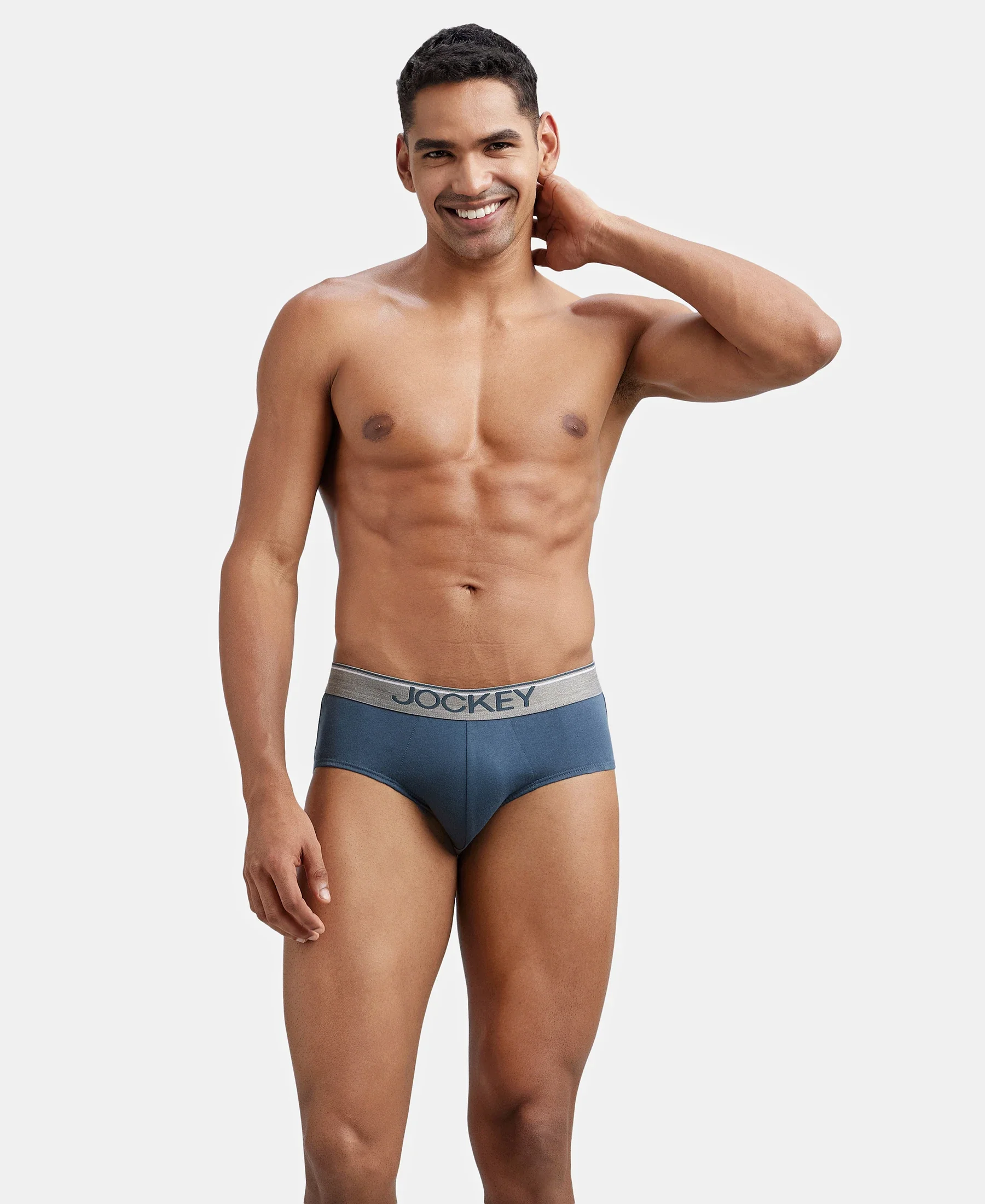 Super Combed Cotton Solid Brief with Ultrasoft Waistband - Deep Slate - Image 5