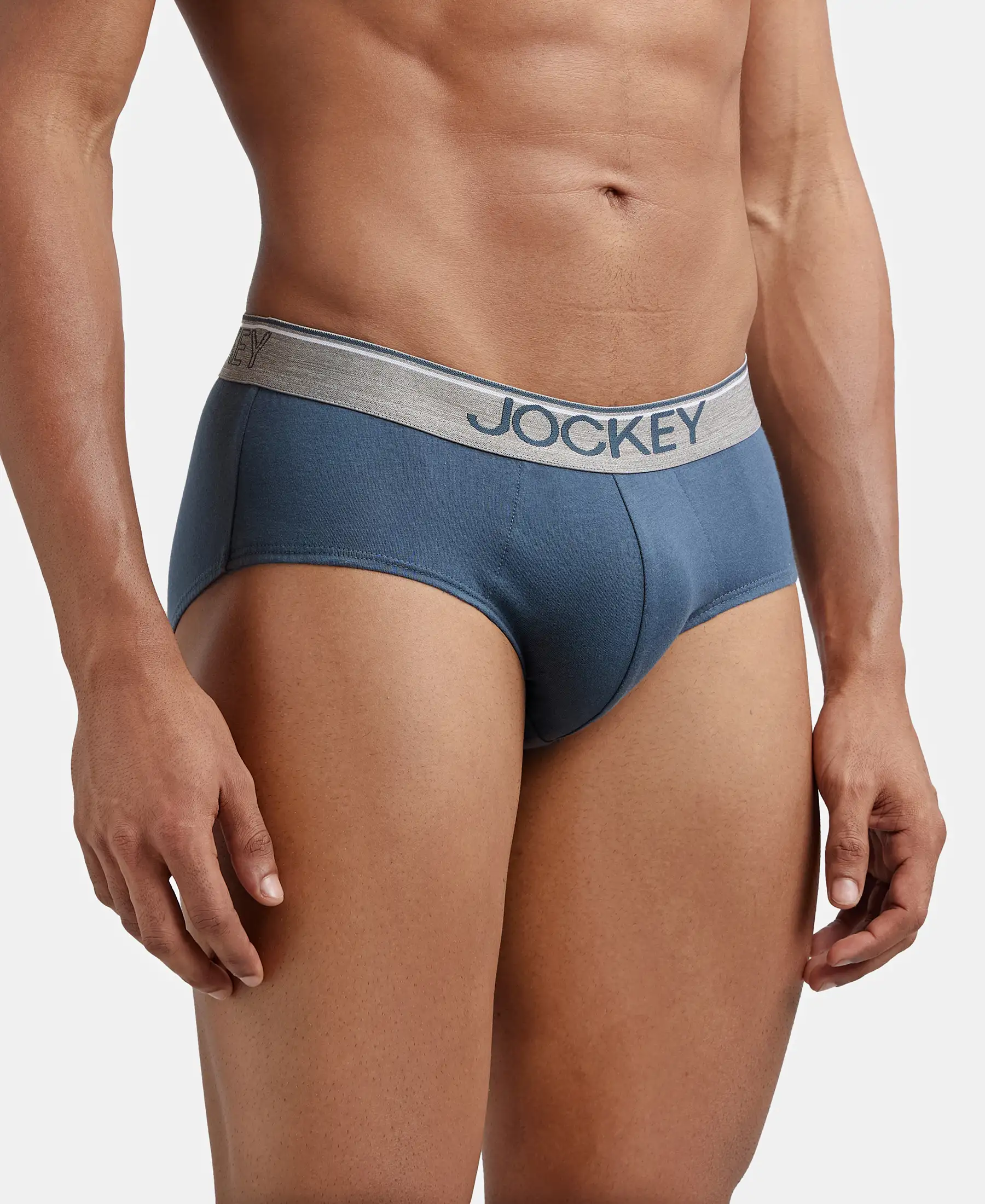 Super Combed Cotton Solid Brief with Ultrasoft Waistband - Deep Slate (Pack of 2) - Image 2