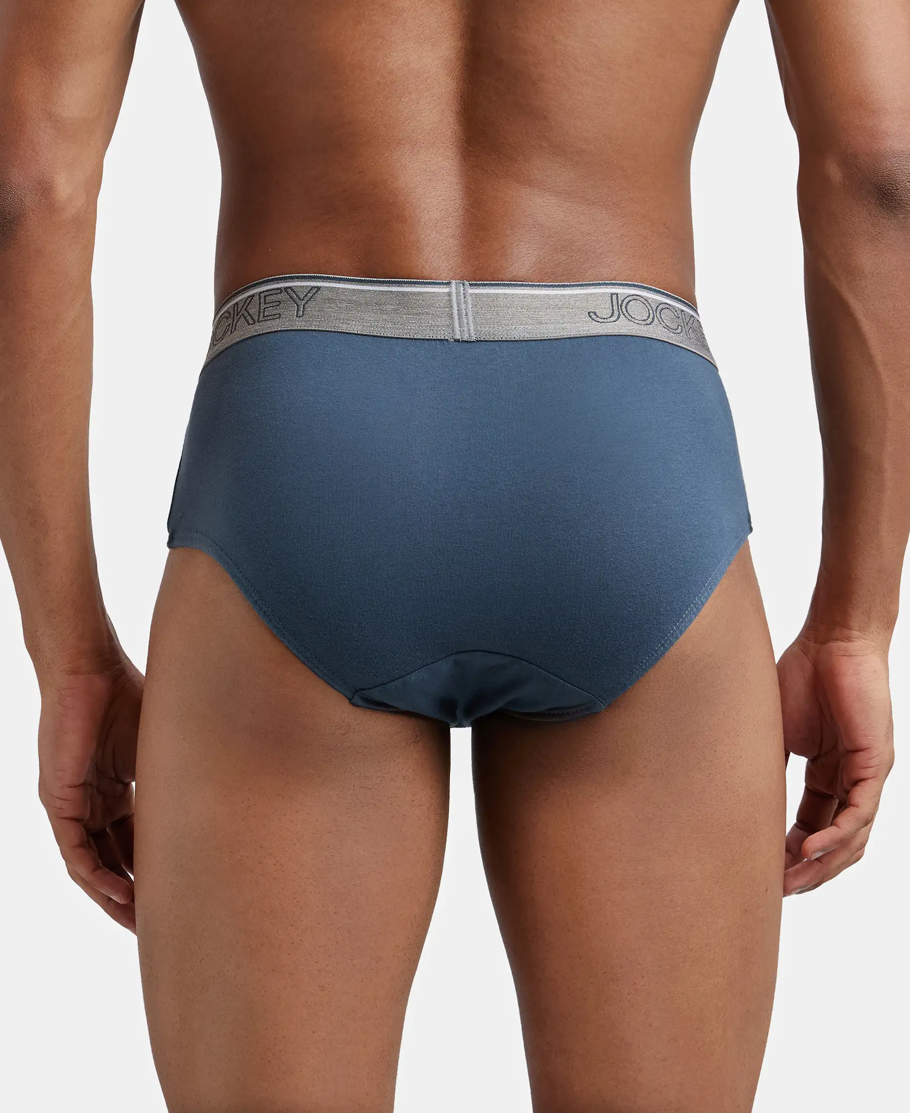 Super Combed Cotton Solid Brief with Ultrasoft Waistband - Deep Slate (Pack of 2) - Image 3