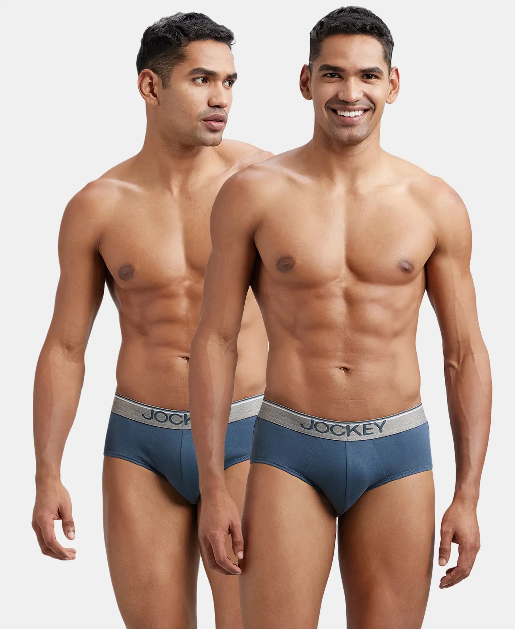 Super Combed Cotton Solid Brief with Ultrasoft Waistband - Deep Slate (Pack of 2) - Image 5