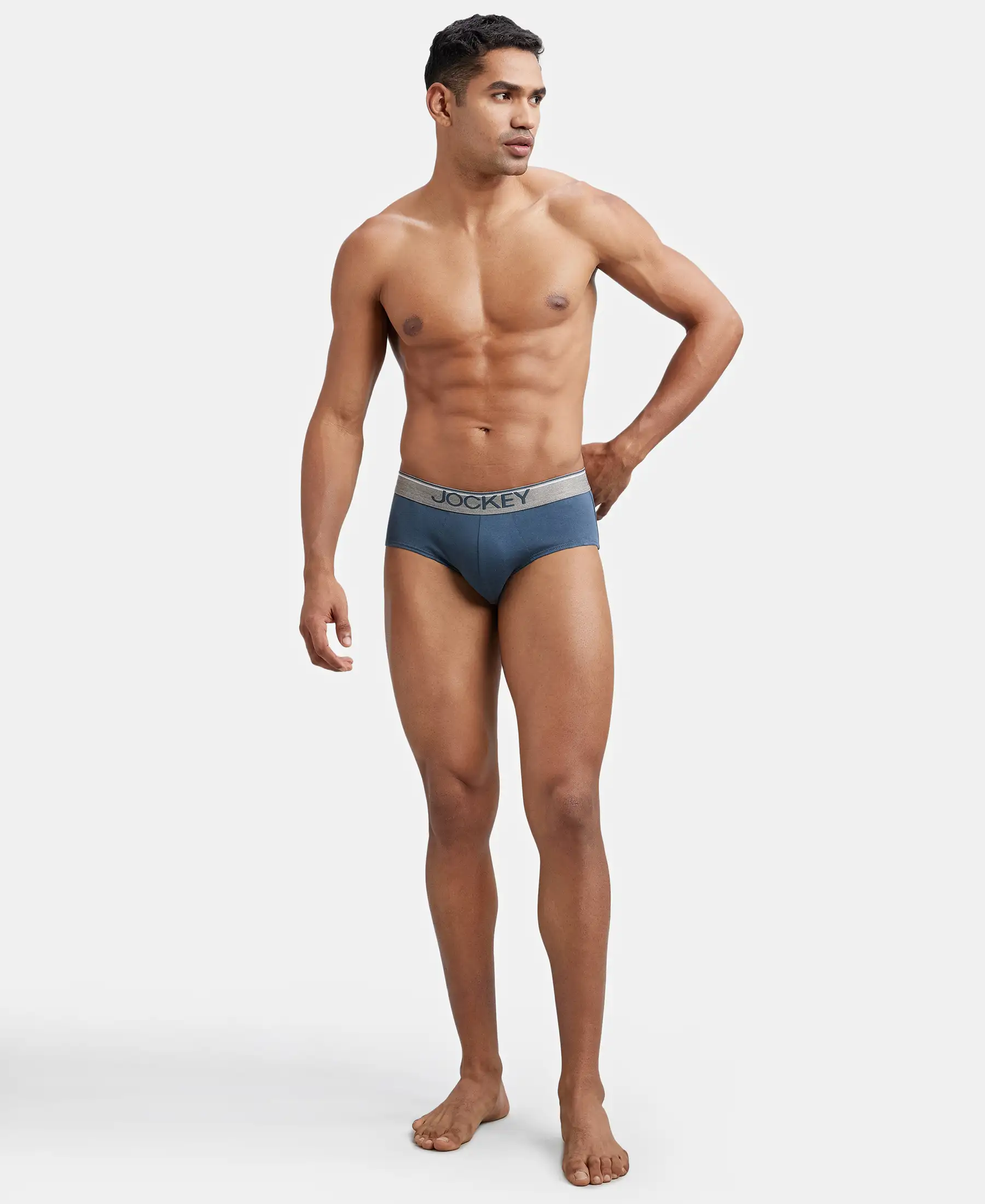 Super Combed Cotton Solid Brief with Ultrasoft Waistband - Deep Slate (Pack of 2) - Image 9
