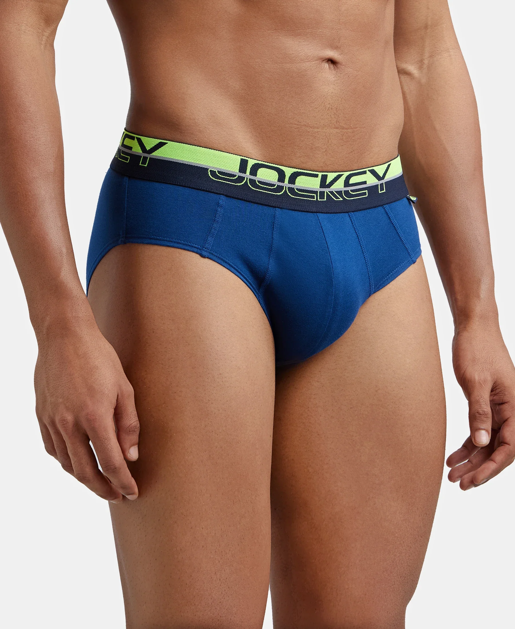 Super Combed Cotton Solid Brief with Ultrasoft Waistband - Estate Blue - Image 2