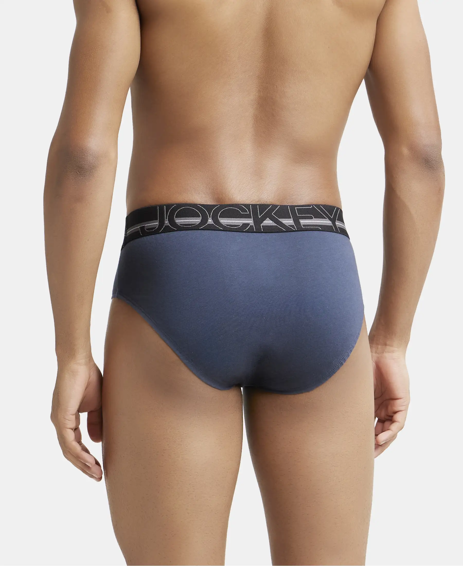 Super Combed Cotton Solid Brief with Ultrasoft Waistband - Graphite (Pack of 2) - Image 3