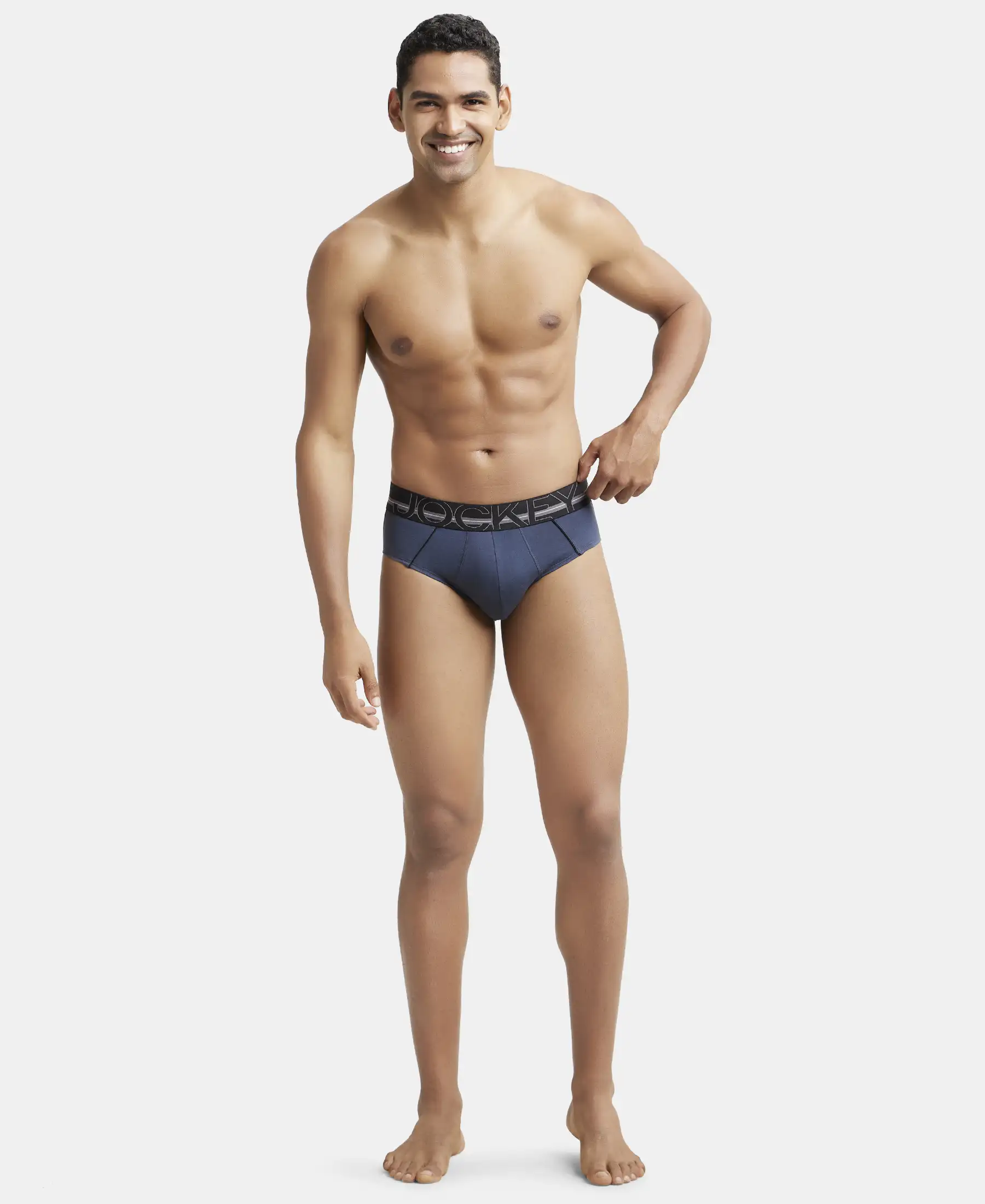 Super Combed Cotton Solid Brief with Ultrasoft Waistband - Graphite (Pack of 2) - Image 4