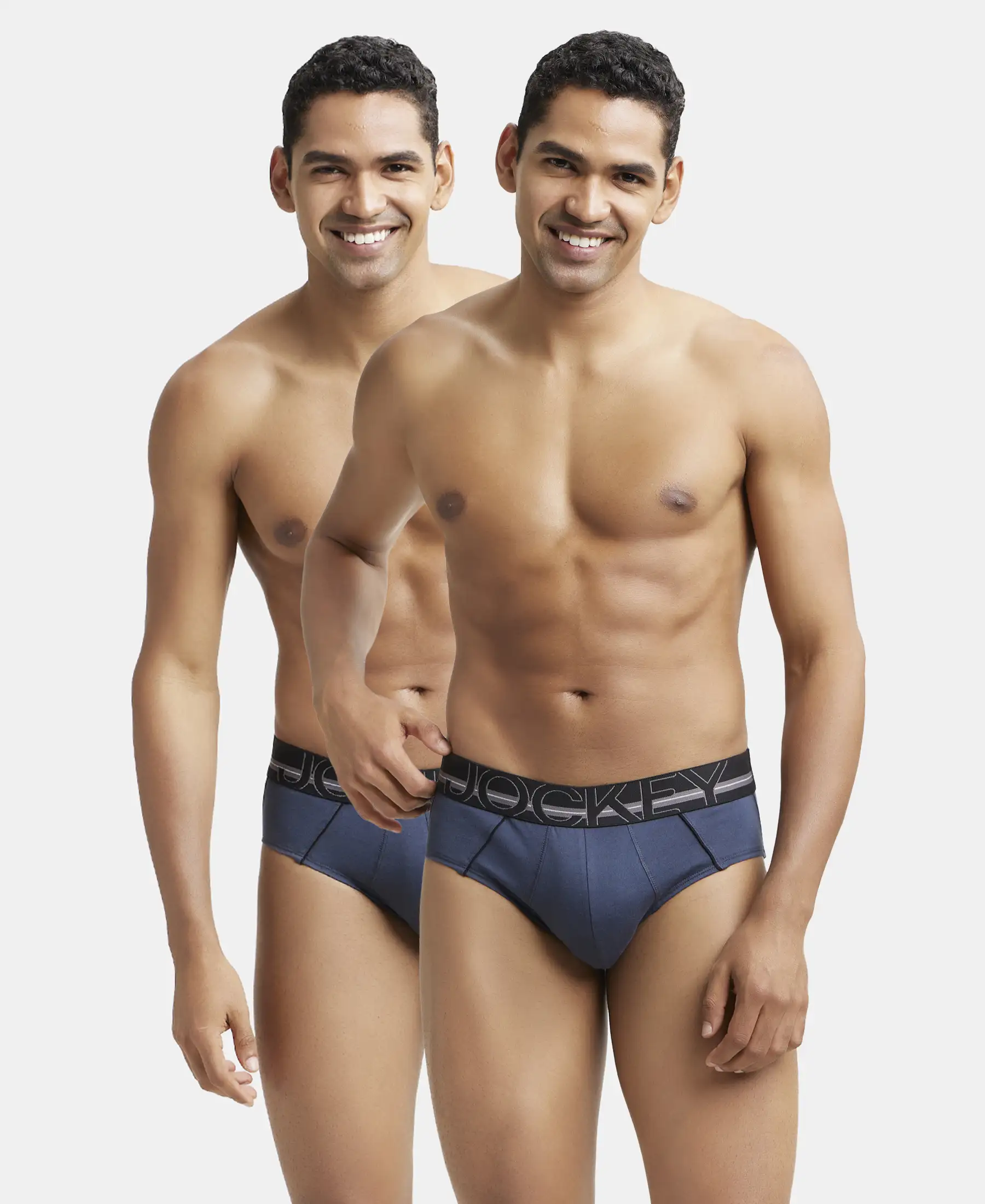 Super Combed Cotton Solid Brief with Ultrasoft Waistband - Graphite (Pack of 2) - Image 5