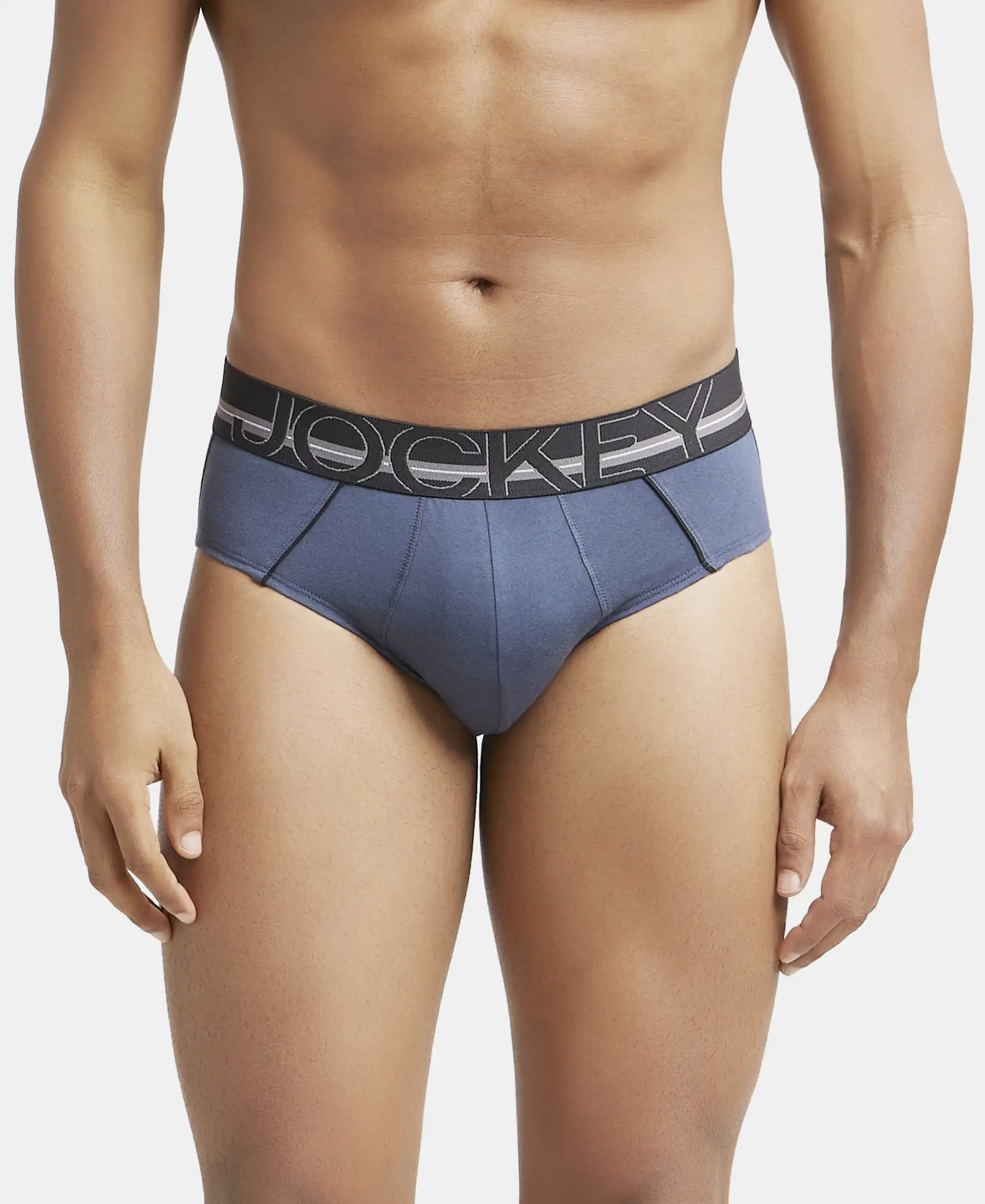 Super Combed Cotton Solid Brief with Ultrasoft Waistband - Graphite (Pack of 2) - Image 7