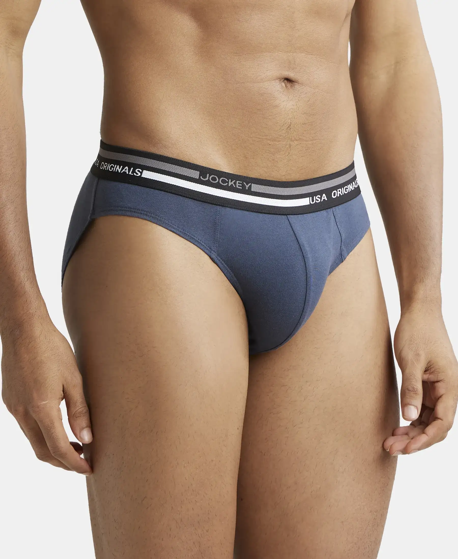 Super Combed Cotton Solid Brief with Ultrasoft Waistband - Graphite (Pack of 2) - Image 2