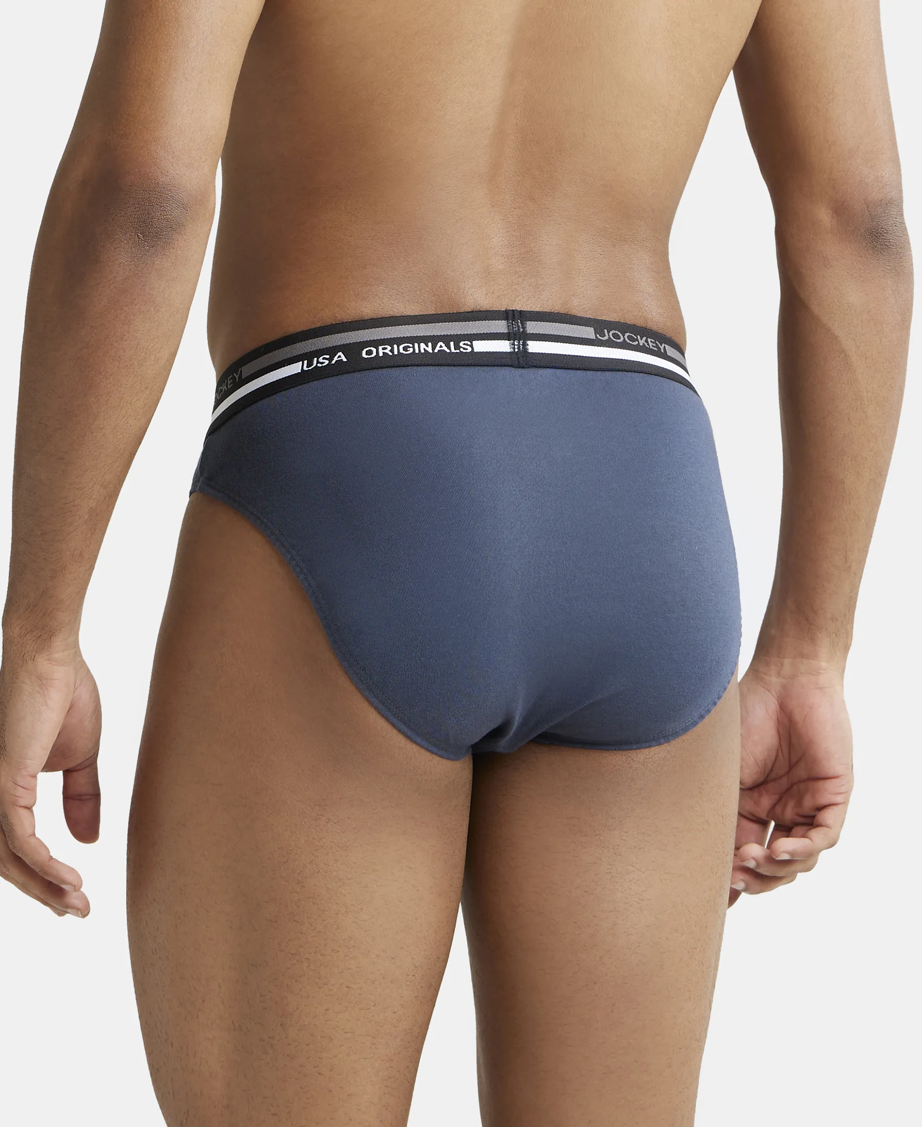 Super Combed Cotton Solid Brief with Ultrasoft Waistband - Graphite (Pack of 2) - Image 3