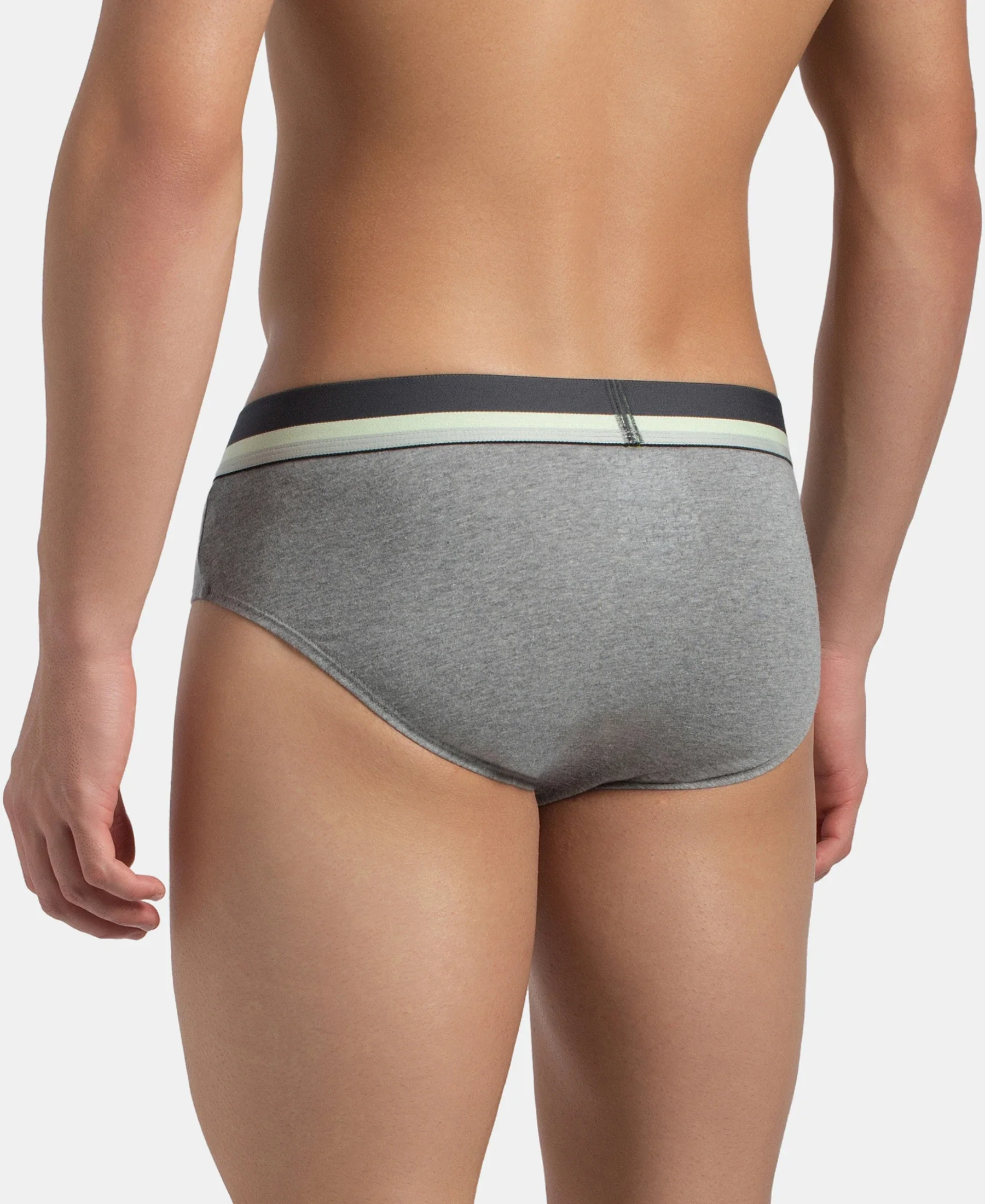 Super Combed Cotton Solid Brief with Ultrasoft Waistband - Grey - Image 3