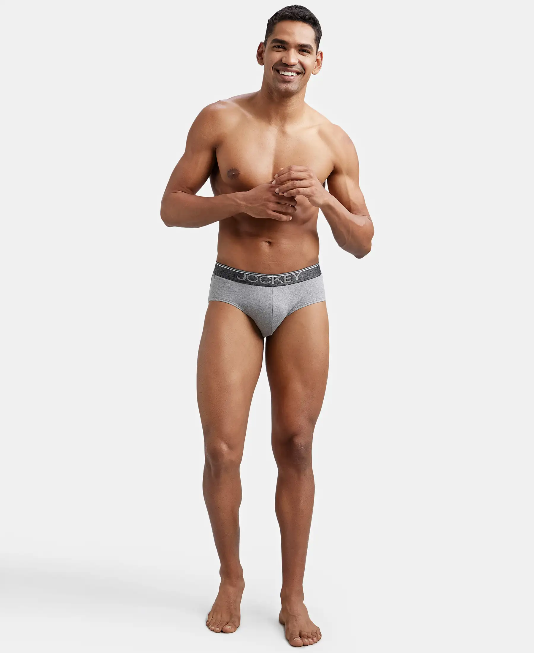 Super Combed Cotton Solid Brief with Ultrasoft Waistband - Grey Melange (Pack of 2) - Image 9