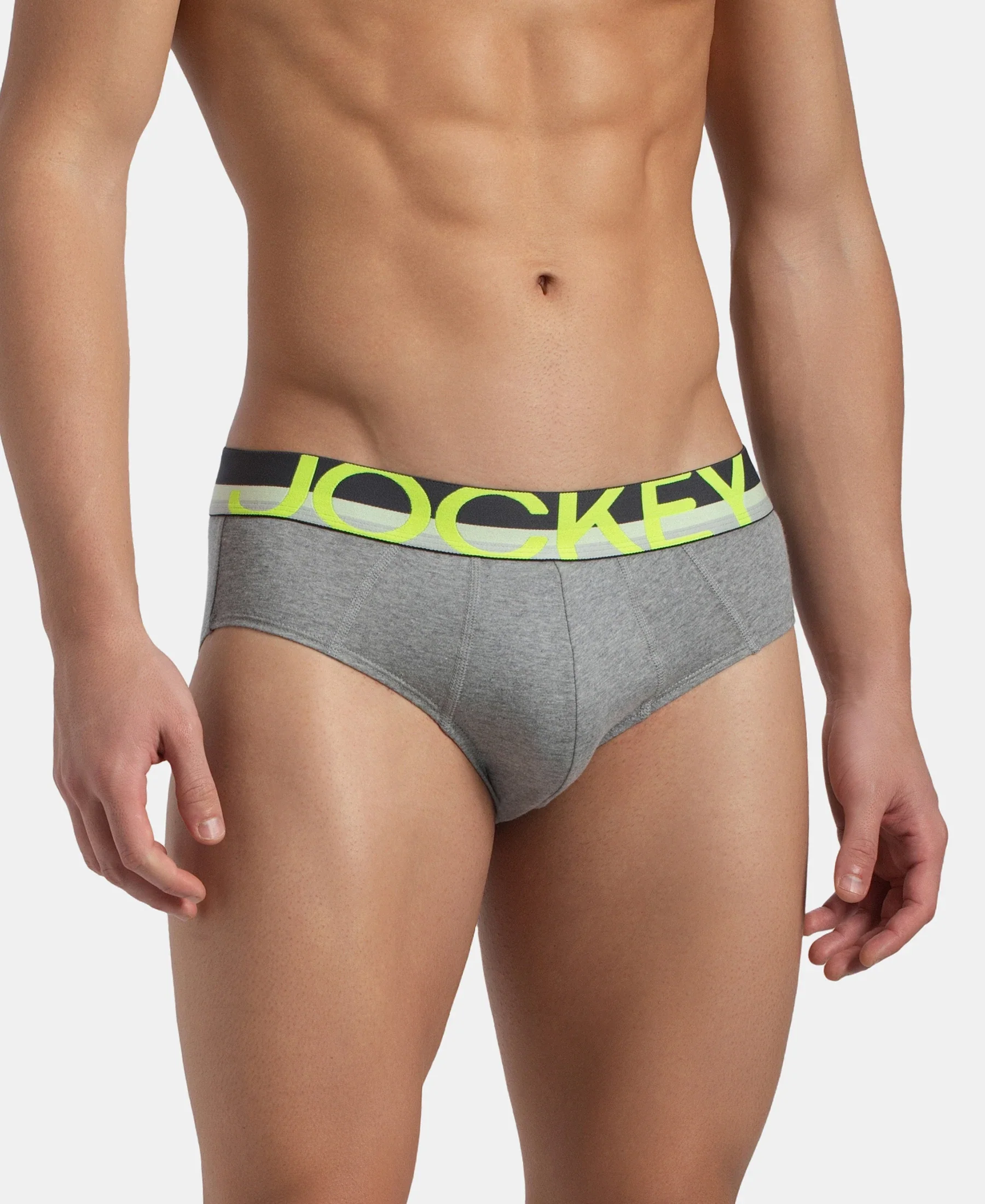 Super Combed Cotton Solid Brief with Ultrasoft Waistband - Grey (Pack of 2) - Image 3