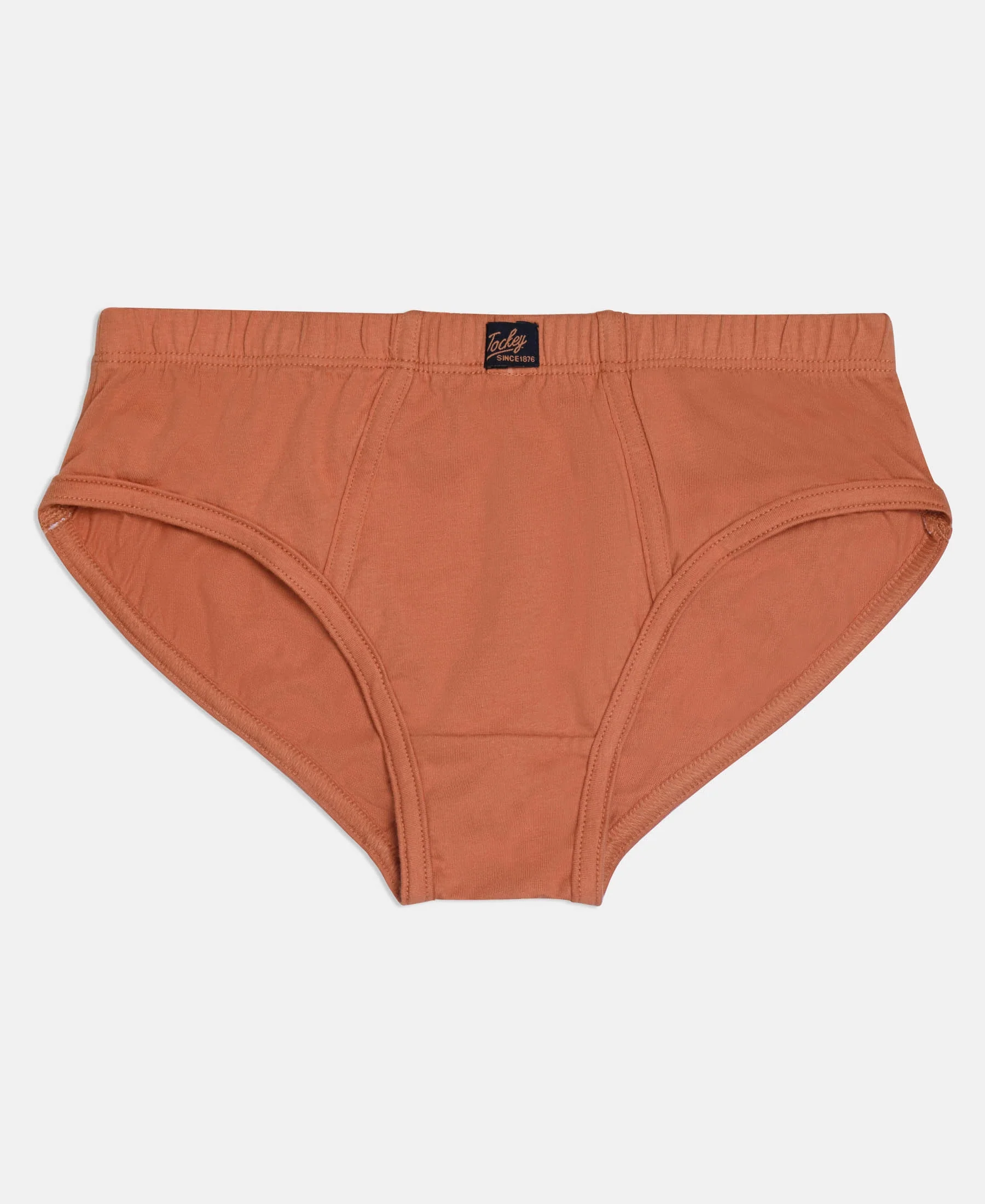 Super Combed Cotton Solid Brief with Ultrasoft Waistband - Navy, Black & Raw Sienna (Pack of 3) - Image 2
