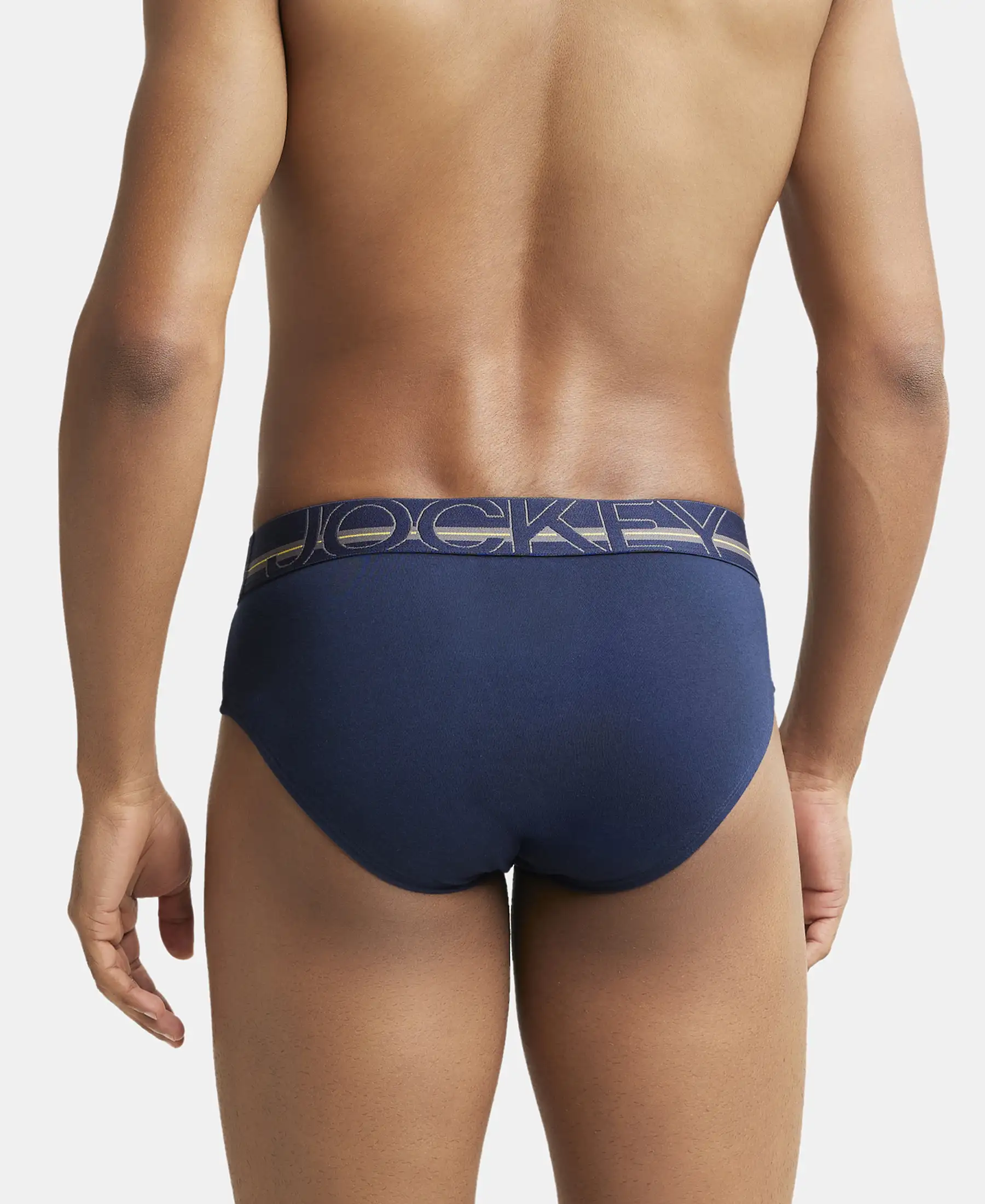 Super Combed Cotton Solid Brief with Ultrasoft Waistband - Navy (Pack of 2) - Image 3