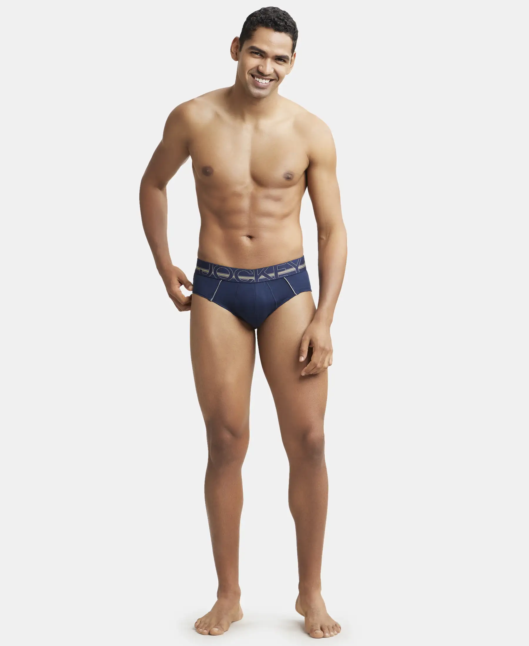 Super Combed Cotton Solid Brief with Ultrasoft Waistband - Navy (Pack of 2) - Image 4