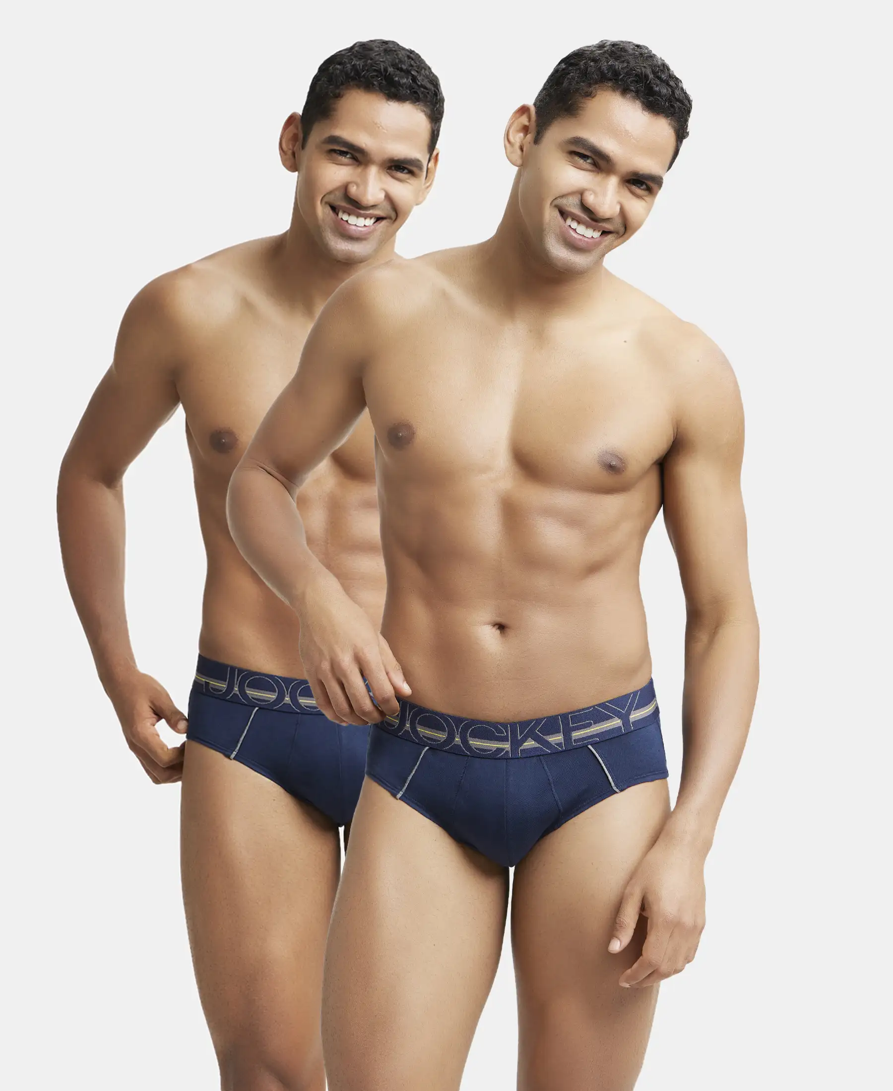Super Combed Cotton Solid Brief with Ultrasoft Waistband - Navy (Pack of 2) - Image 5