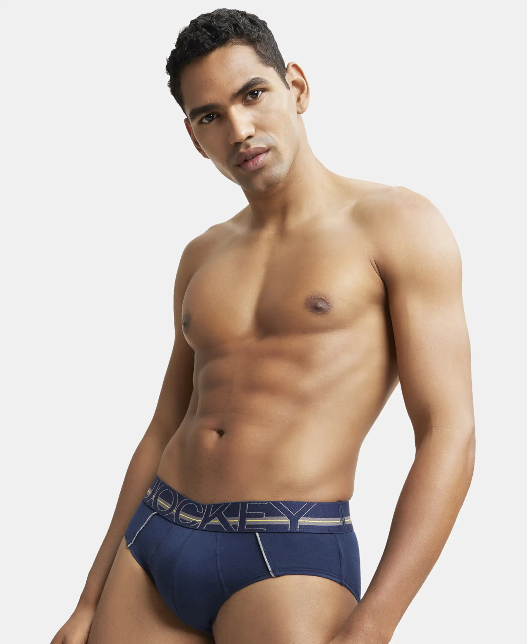 Super Combed Cotton Solid Brief with Ultrasoft Waistband - Navy (Pack of 2) - Image 8