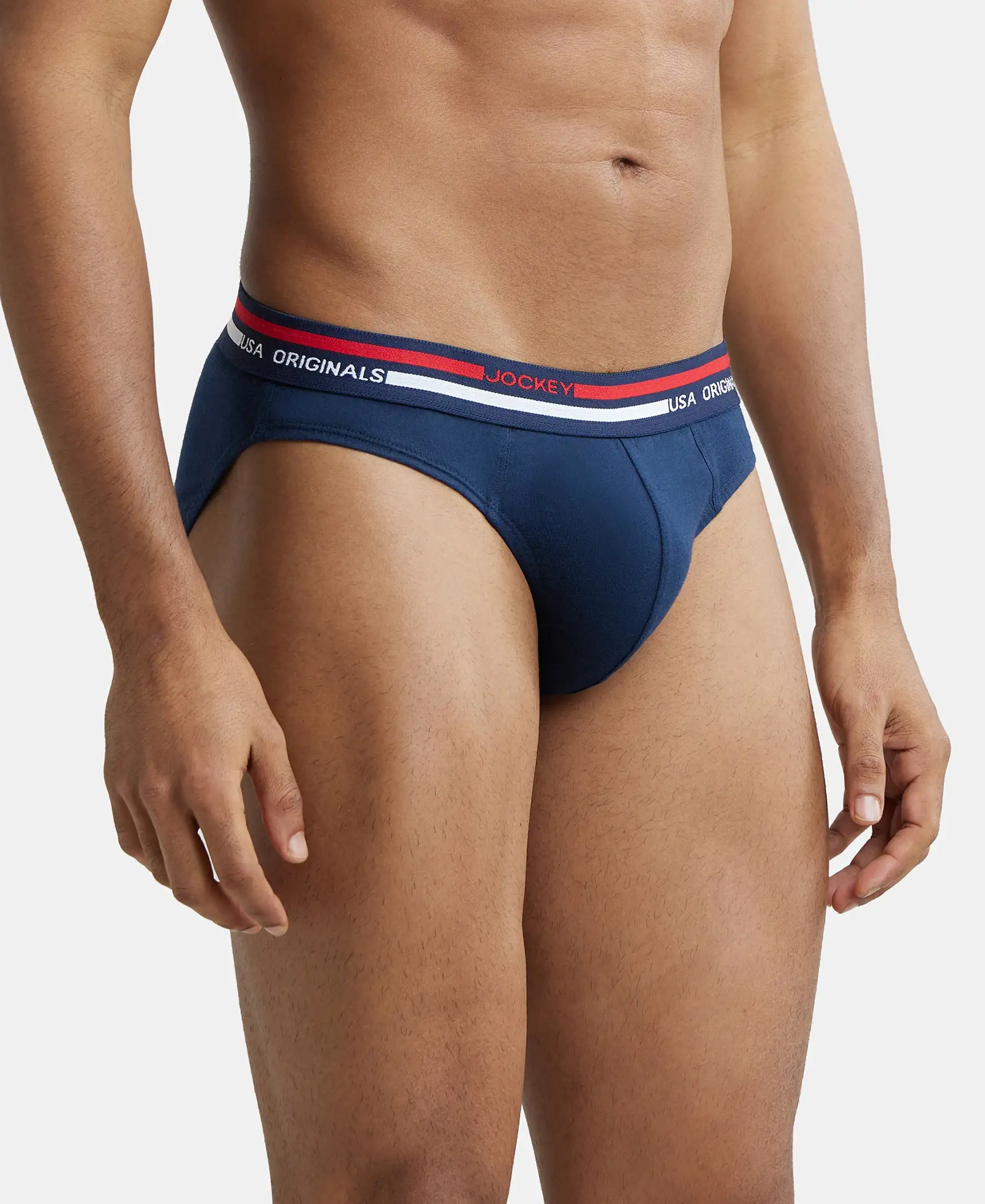 Super Combed Cotton Solid Brief with Ultrasoft Waistband - Navy (Pack of 2) - Image 2