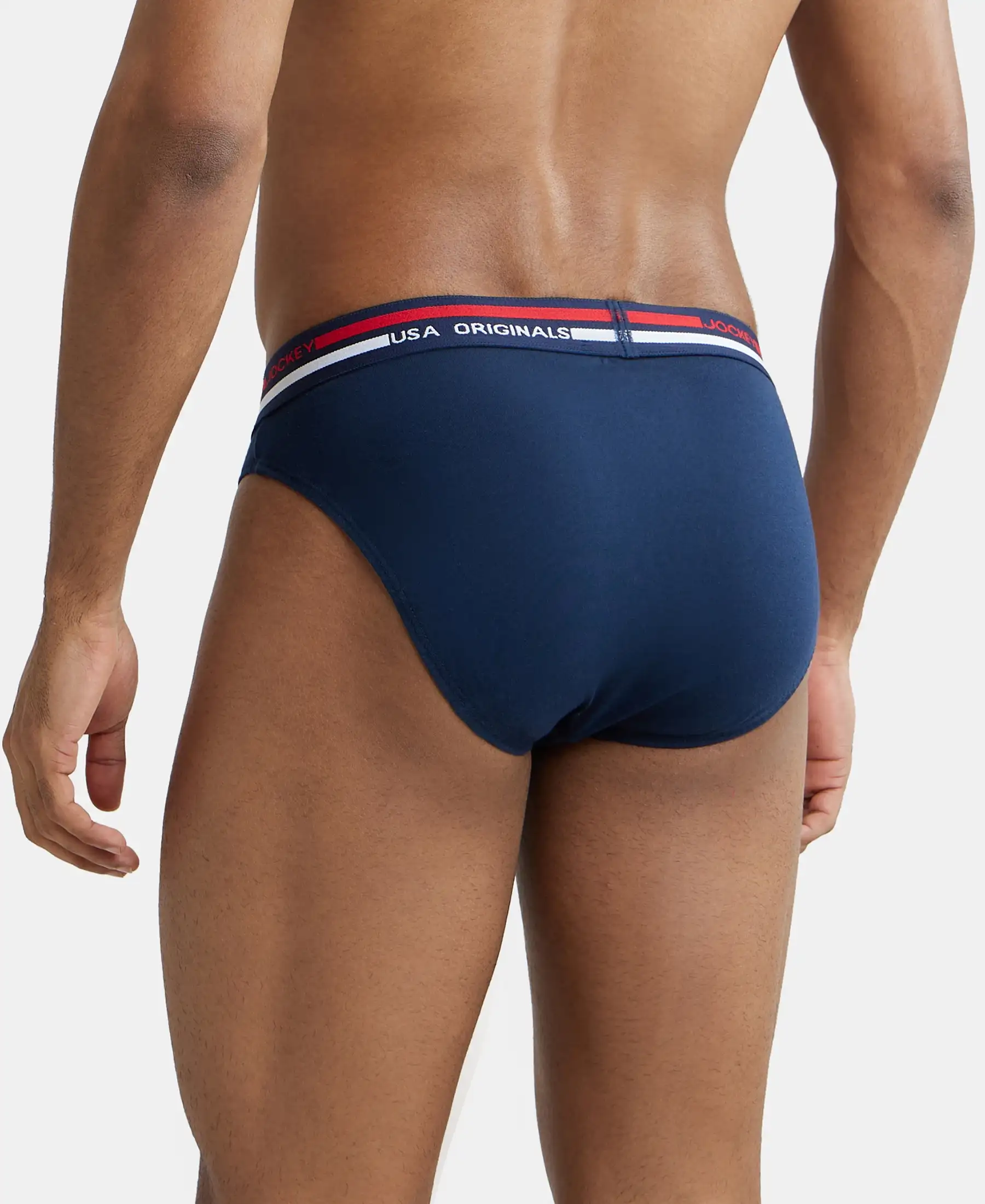 Super Combed Cotton Solid Brief with Ultrasoft Waistband - Navy (Pack of 2) - Image 3