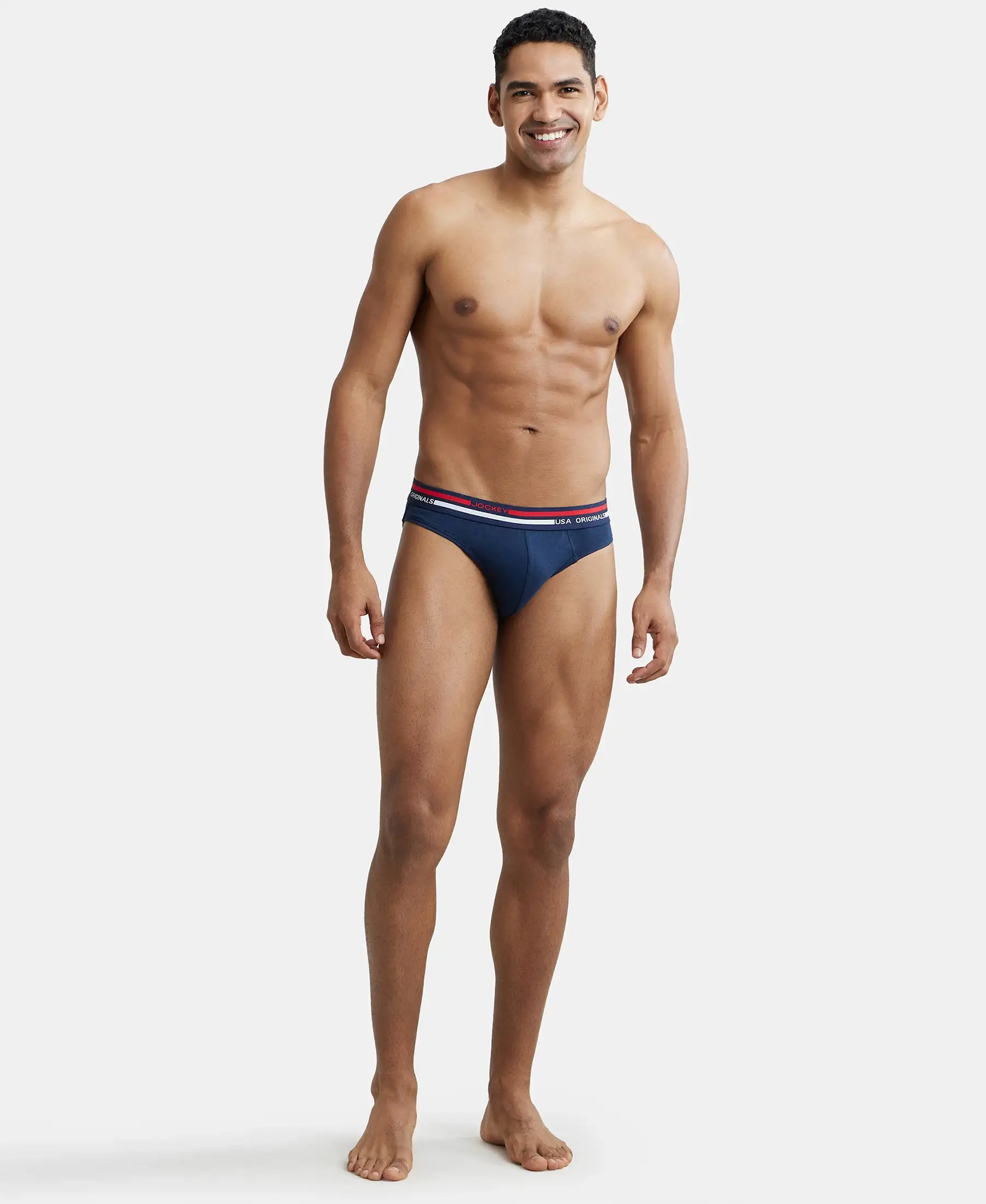 Super Combed Cotton Solid Brief with Ultrasoft Waistband - Navy (Pack of 2) - Image 4