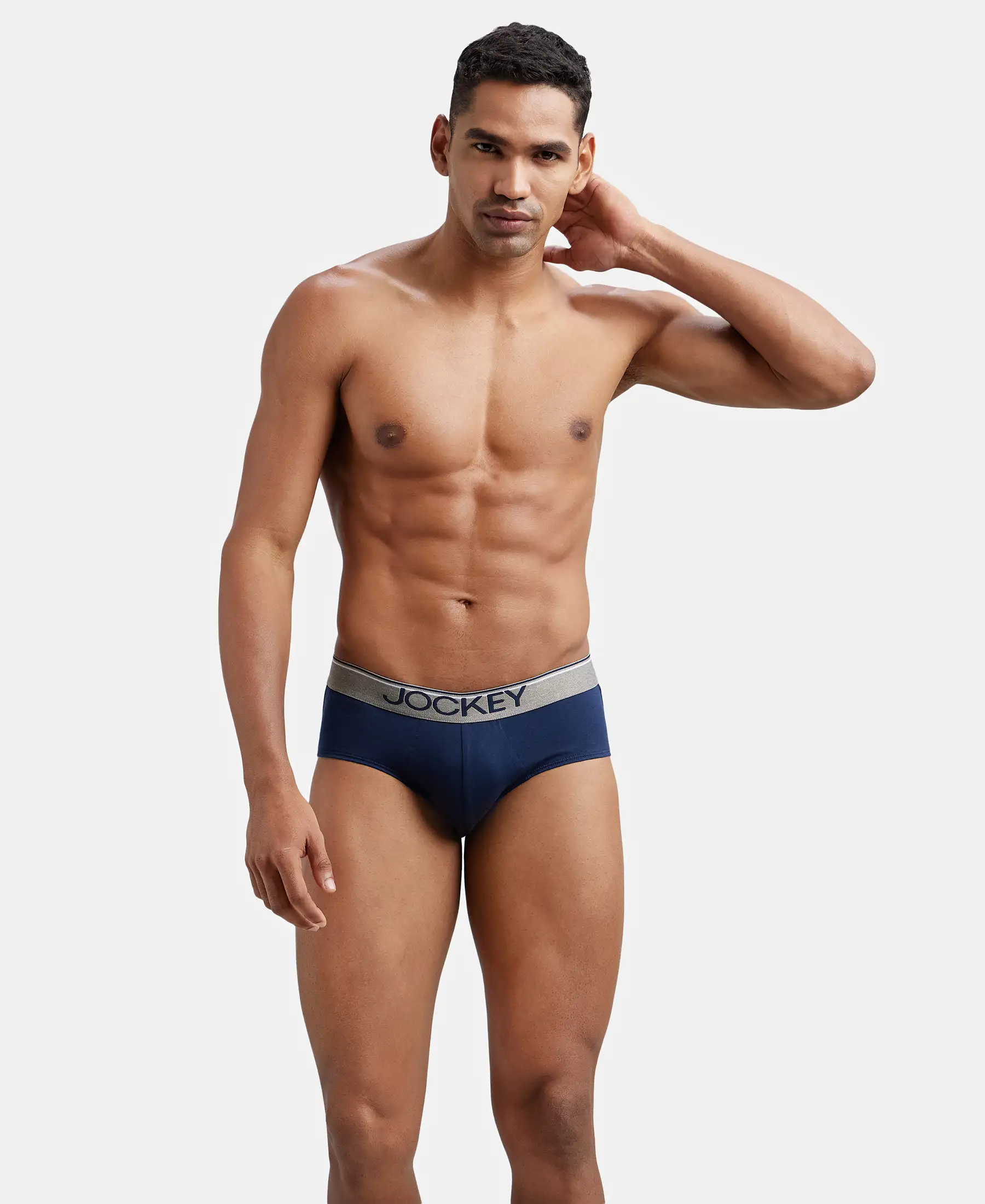 Super Combed Cotton Solid Brief with Ultrasoft Waistband - Navy (Pack of 3) - Image 7