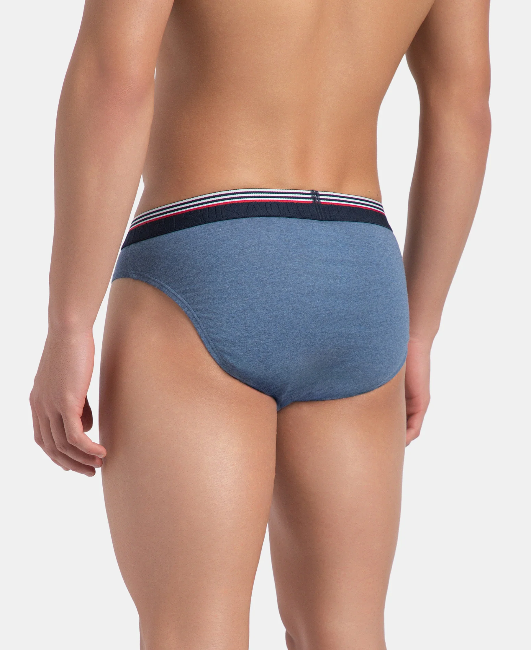 Super Combed Cotton Solid Brief with Ultrasoft Waistband - New Light Denim Melange (Pack of 2) - Image 4