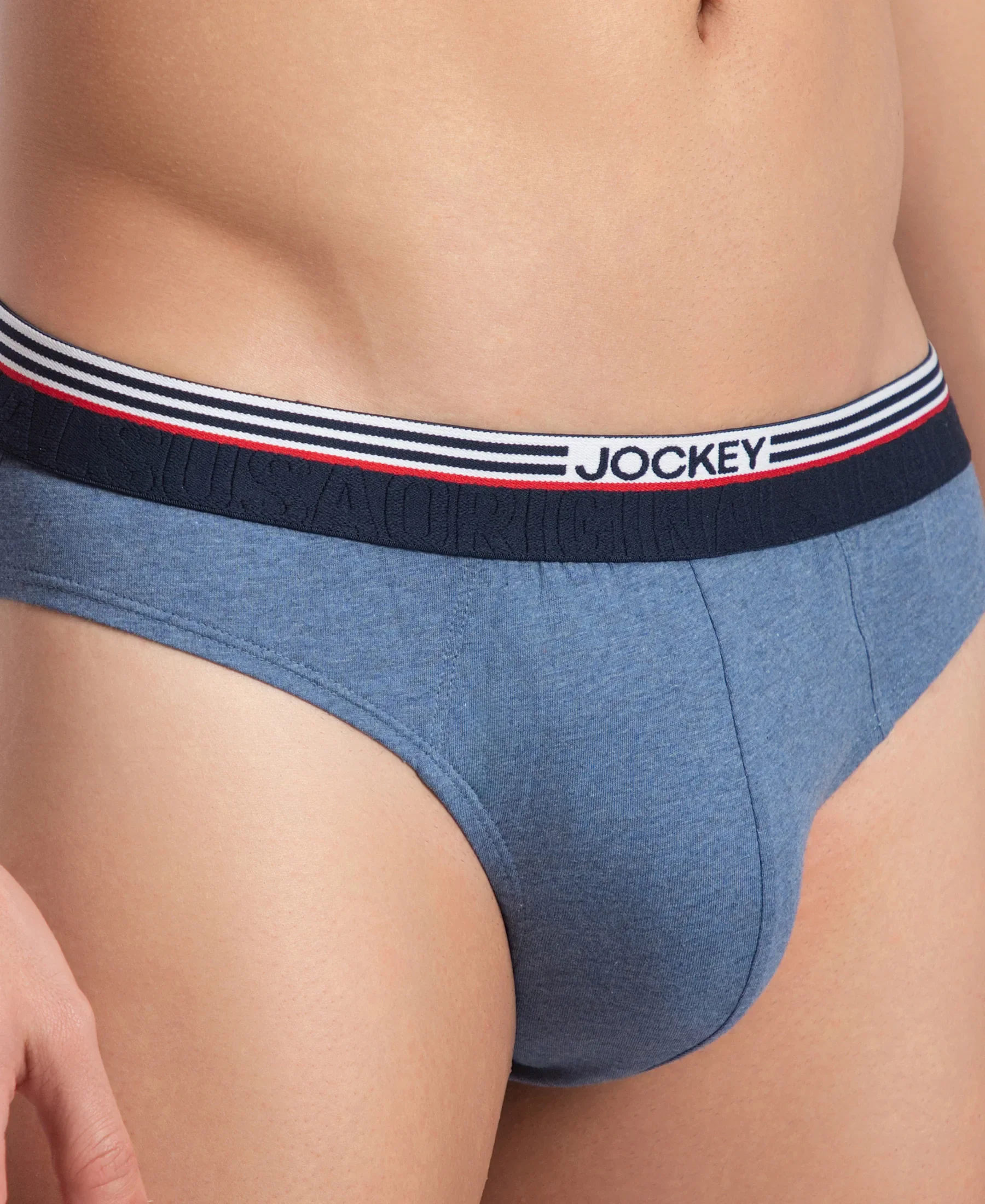 Super Combed Cotton Solid Brief with Ultrasoft Waistband - New Light Denim Melange (Pack of 2) - Image 8