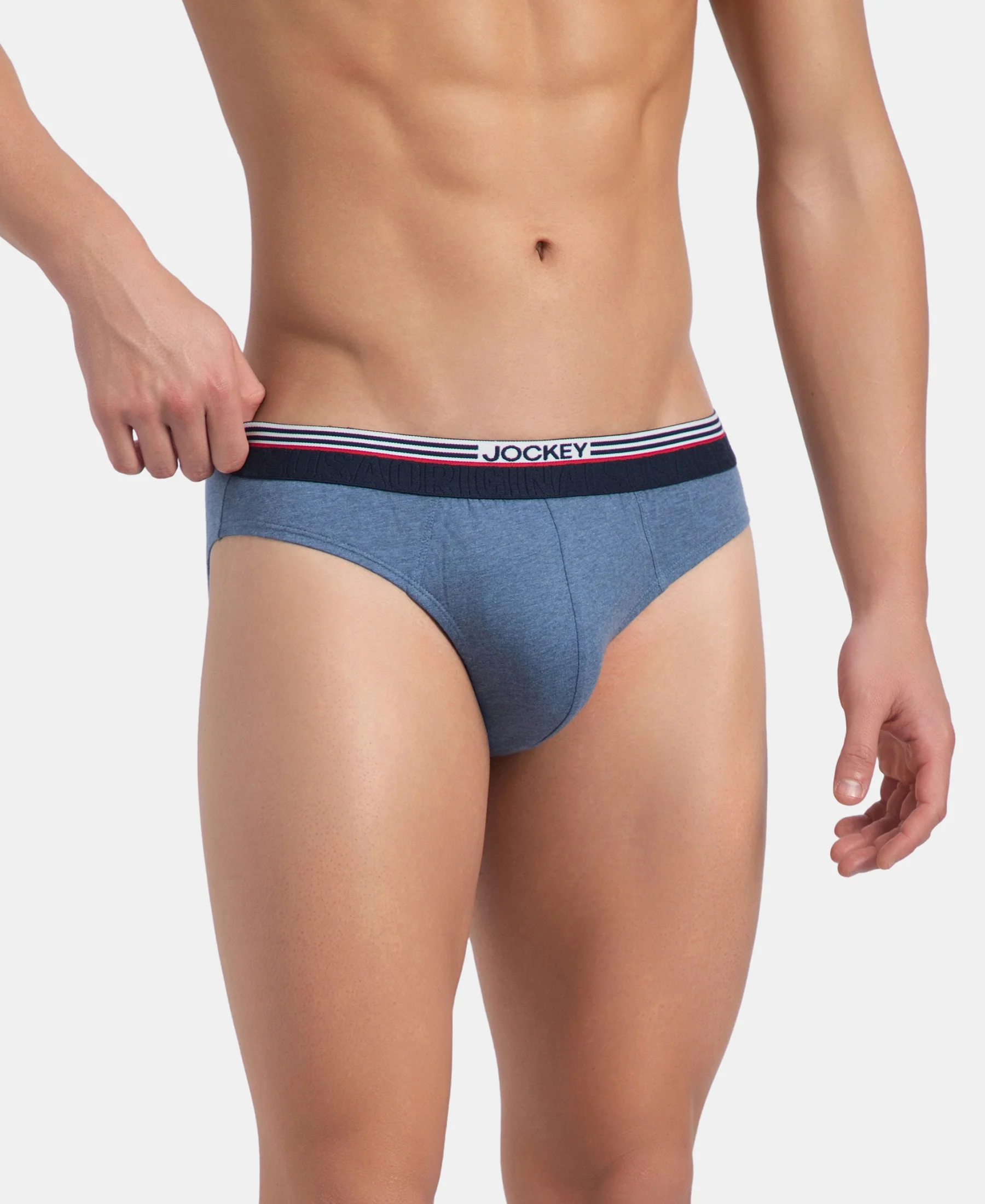 Super Combed Cotton Solid Brief with Ultrasoft Waistband - New Light Denim Melange - Image 2