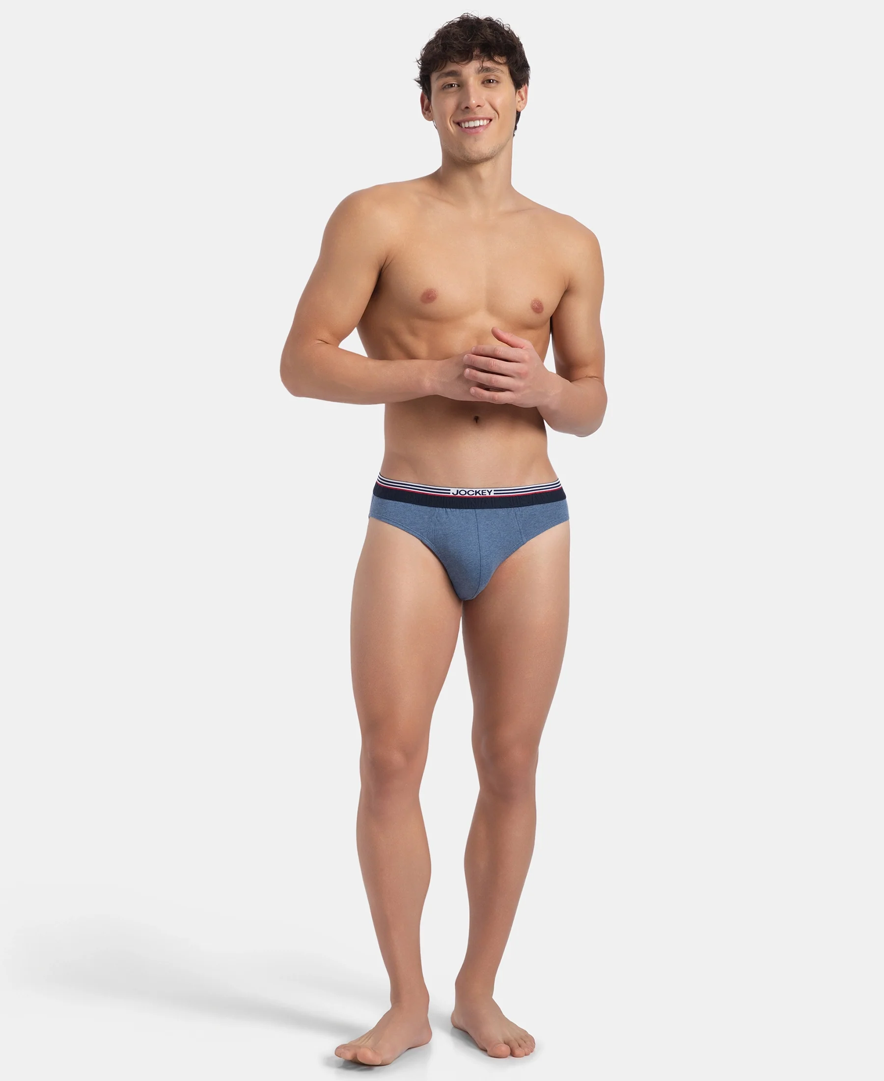 Super Combed Cotton Solid Brief with Ultrasoft Waistband - New Light Denim Melange - Image 4
