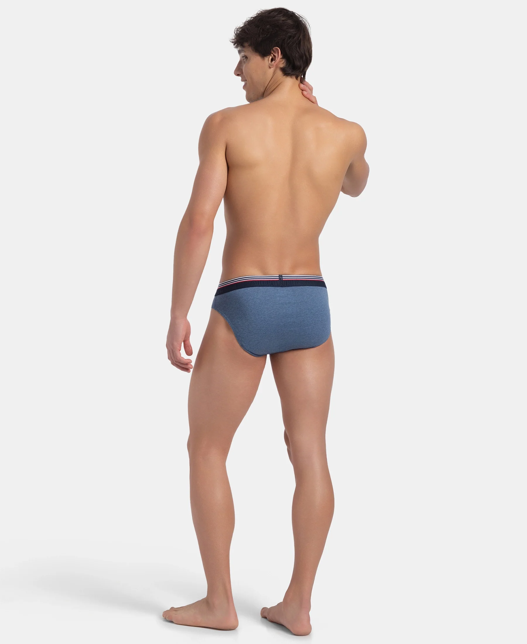 Super Combed Cotton Solid Brief with Ultrasoft Waistband - New Light Denim Melange - Image 6