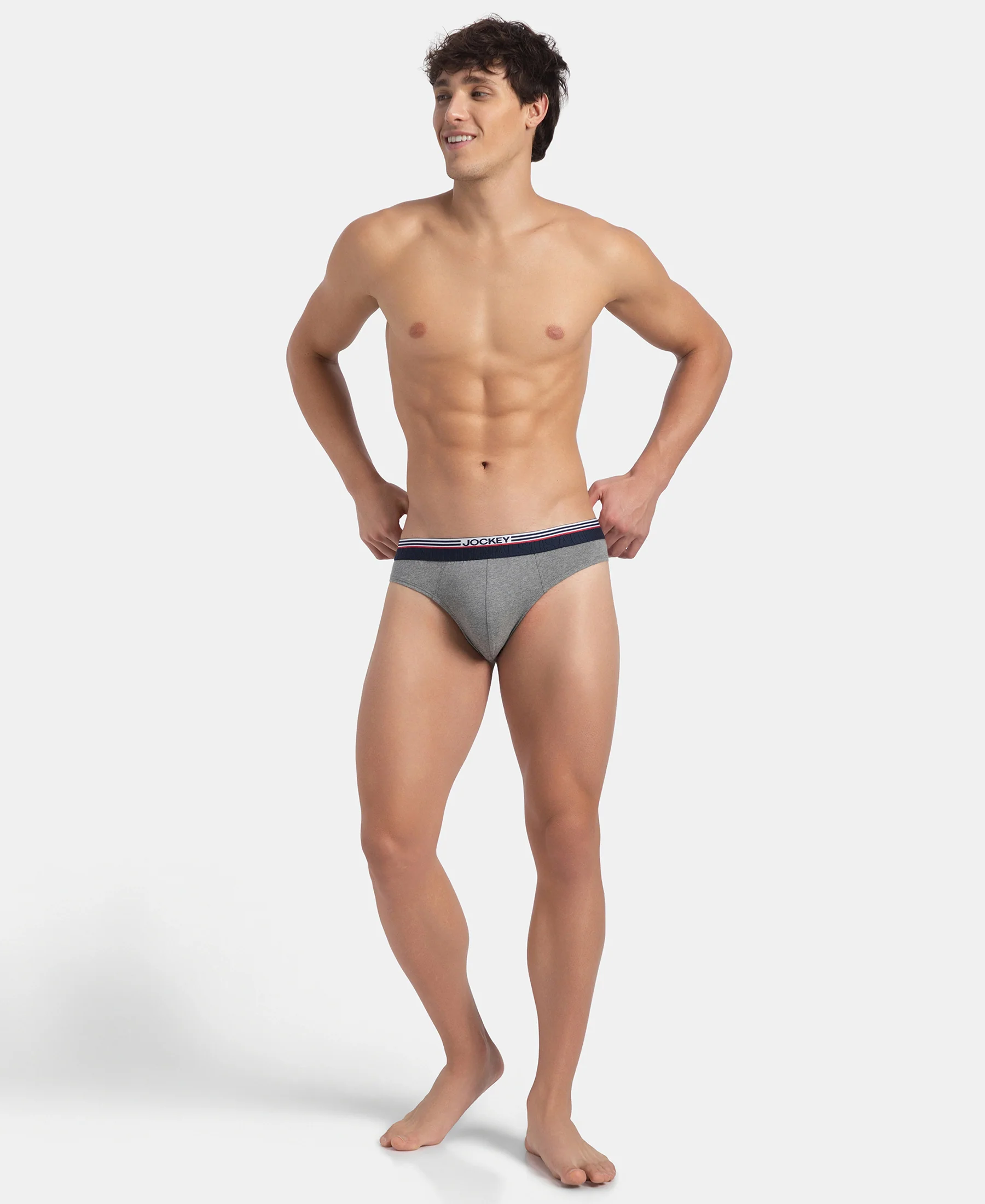 Super Combed Cotton Solid Brief with Ultrasoft Waistband - New Mid Grey Melange (Pack of 2) - Image 6