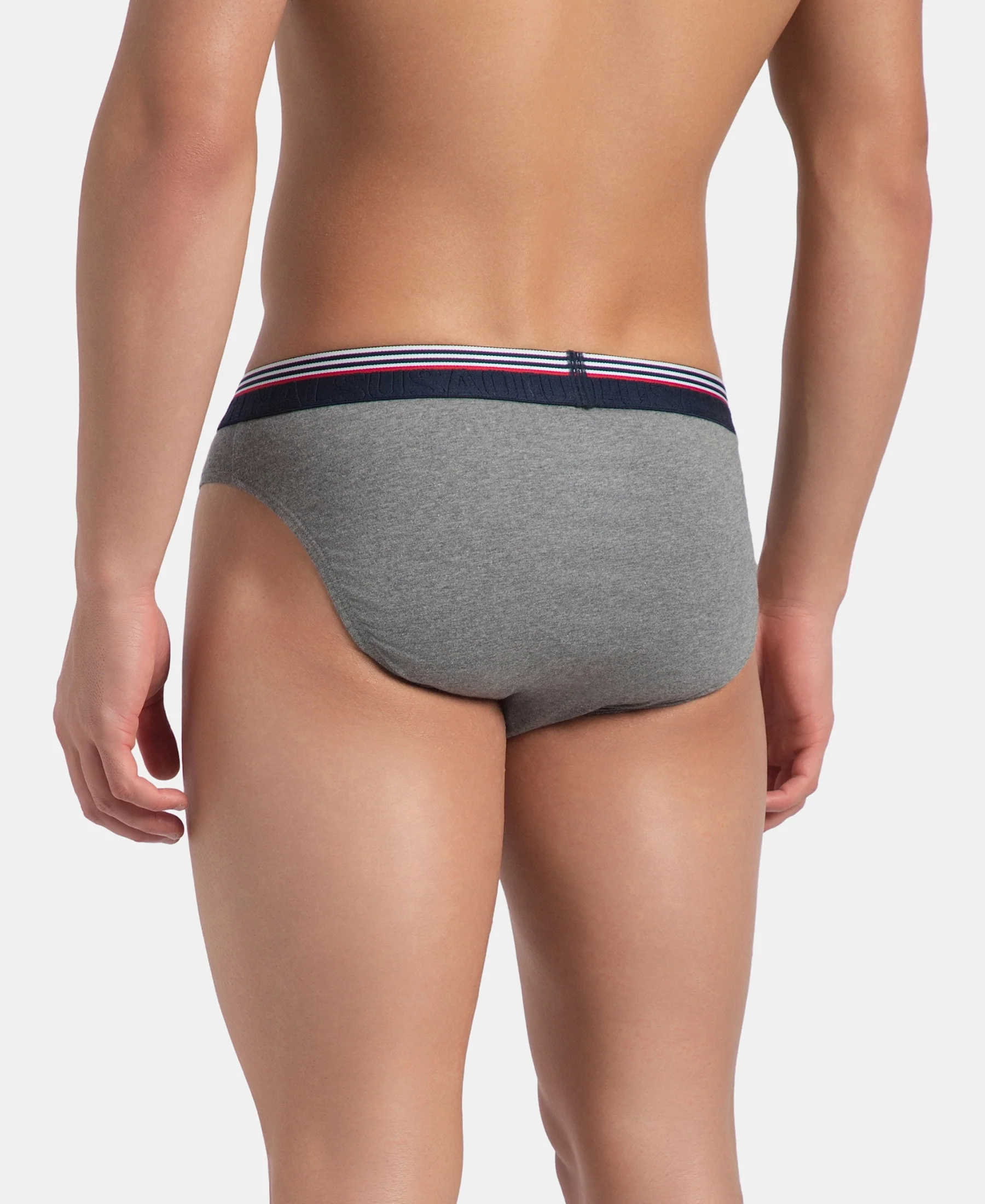Super Combed Cotton Solid Brief with Ultrasoft Waistband - New Mid Grey Melange - Image 3