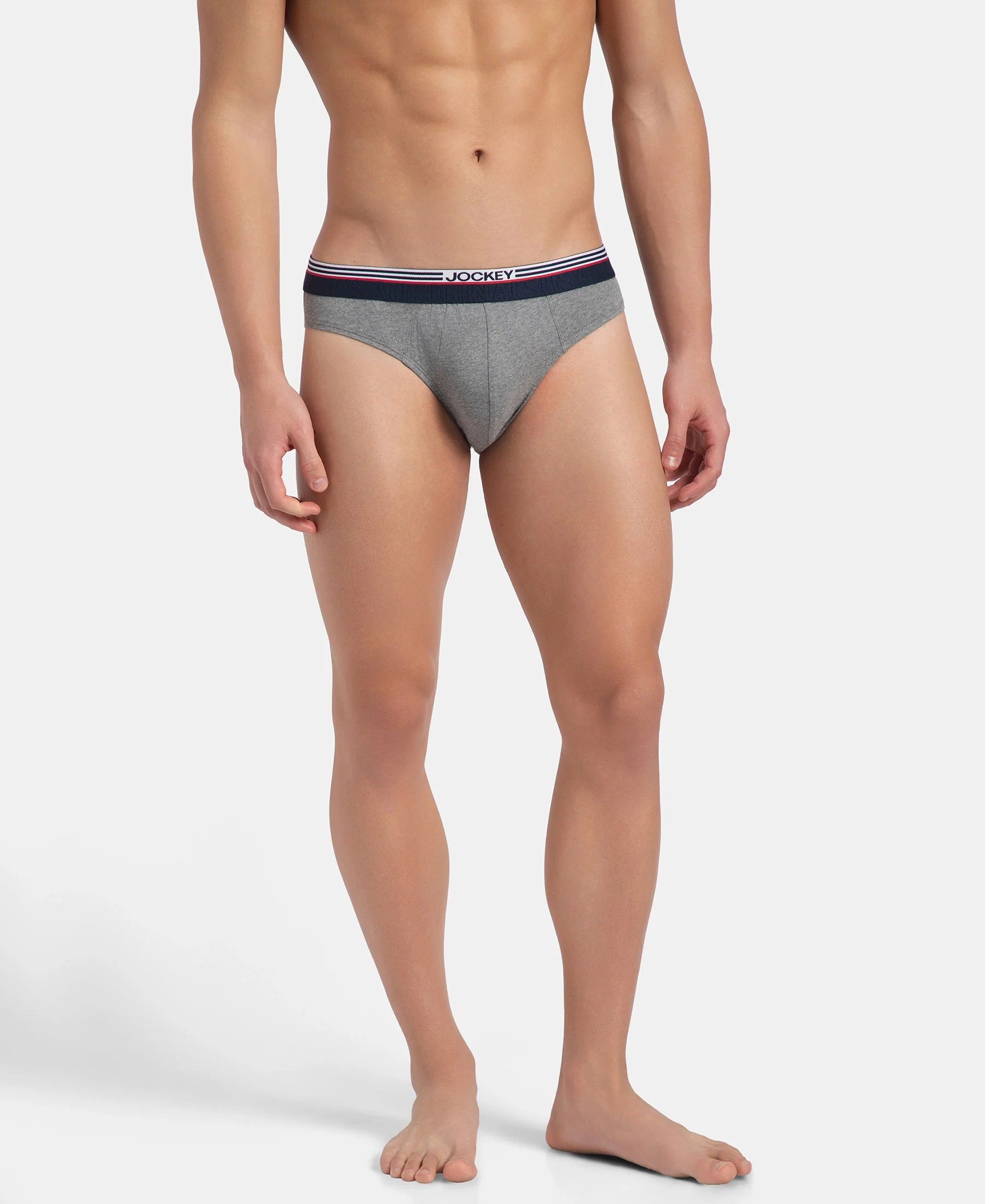 Super Combed Cotton Solid Brief with Ultrasoft Waistband - New Mid Grey Melange - Image 5