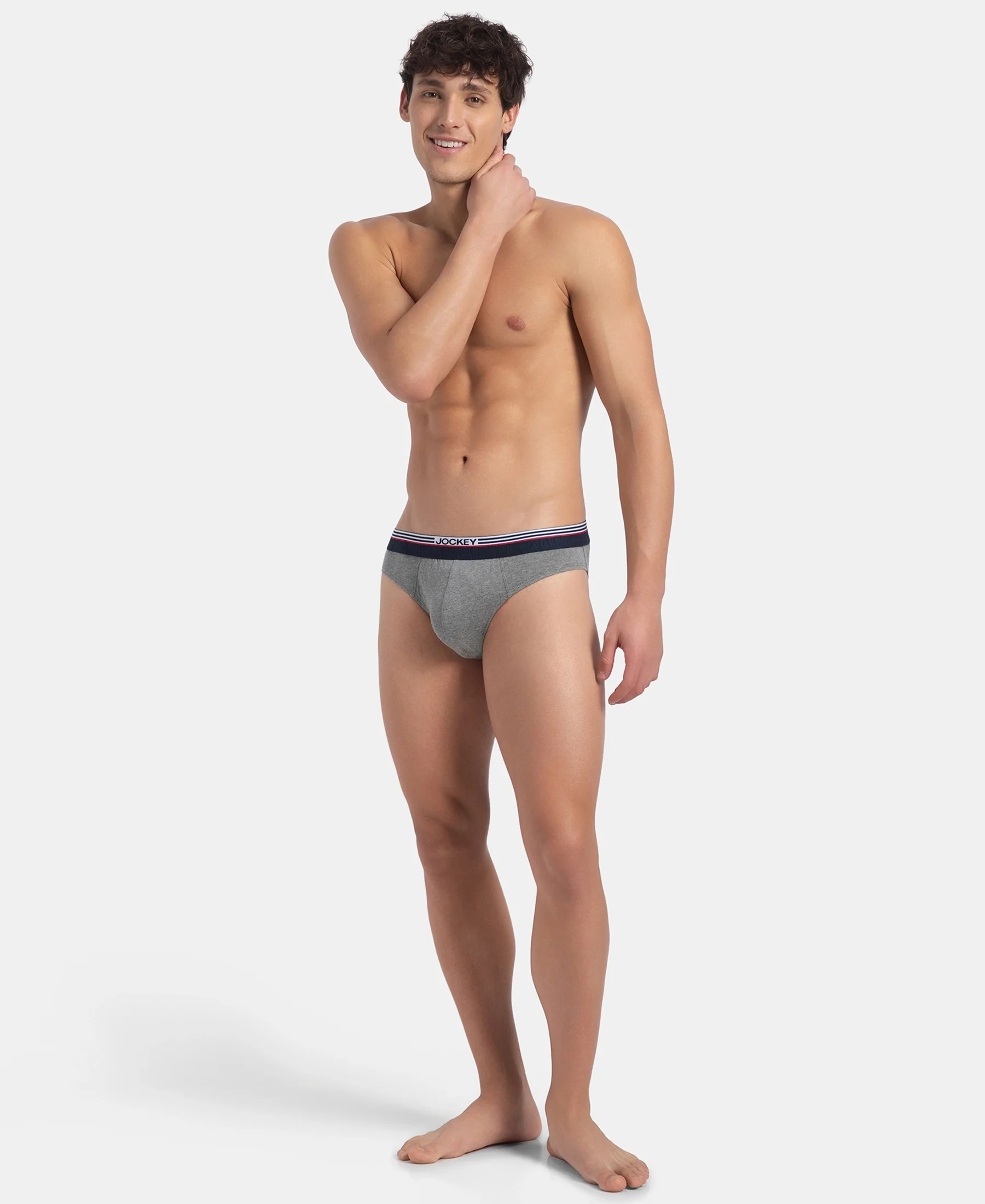 Super Combed Cotton Solid Brief with Ultrasoft Waistband - New Mid Grey Melange - Image 6